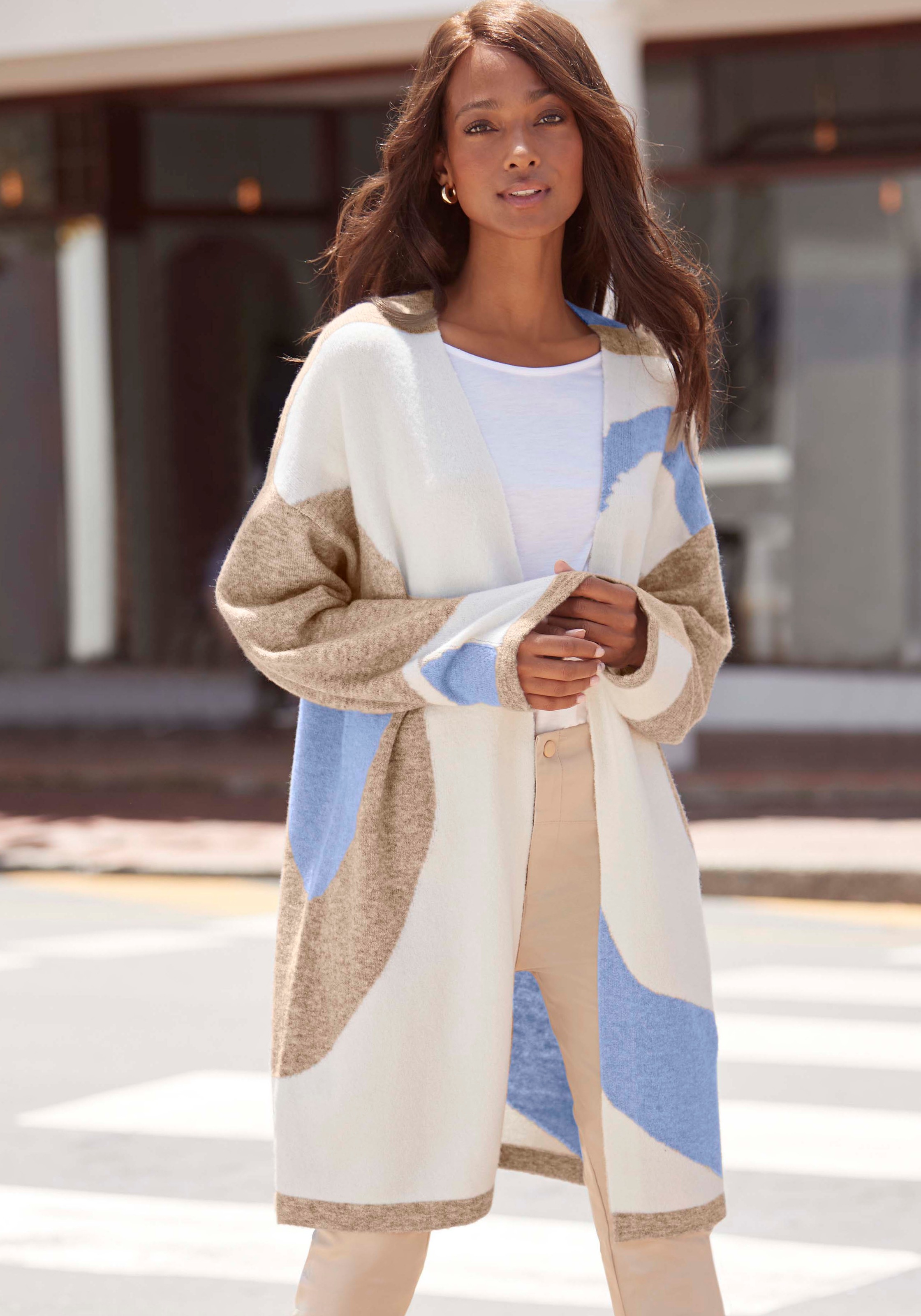 LASCANA Longstrickjacke, mit Muster