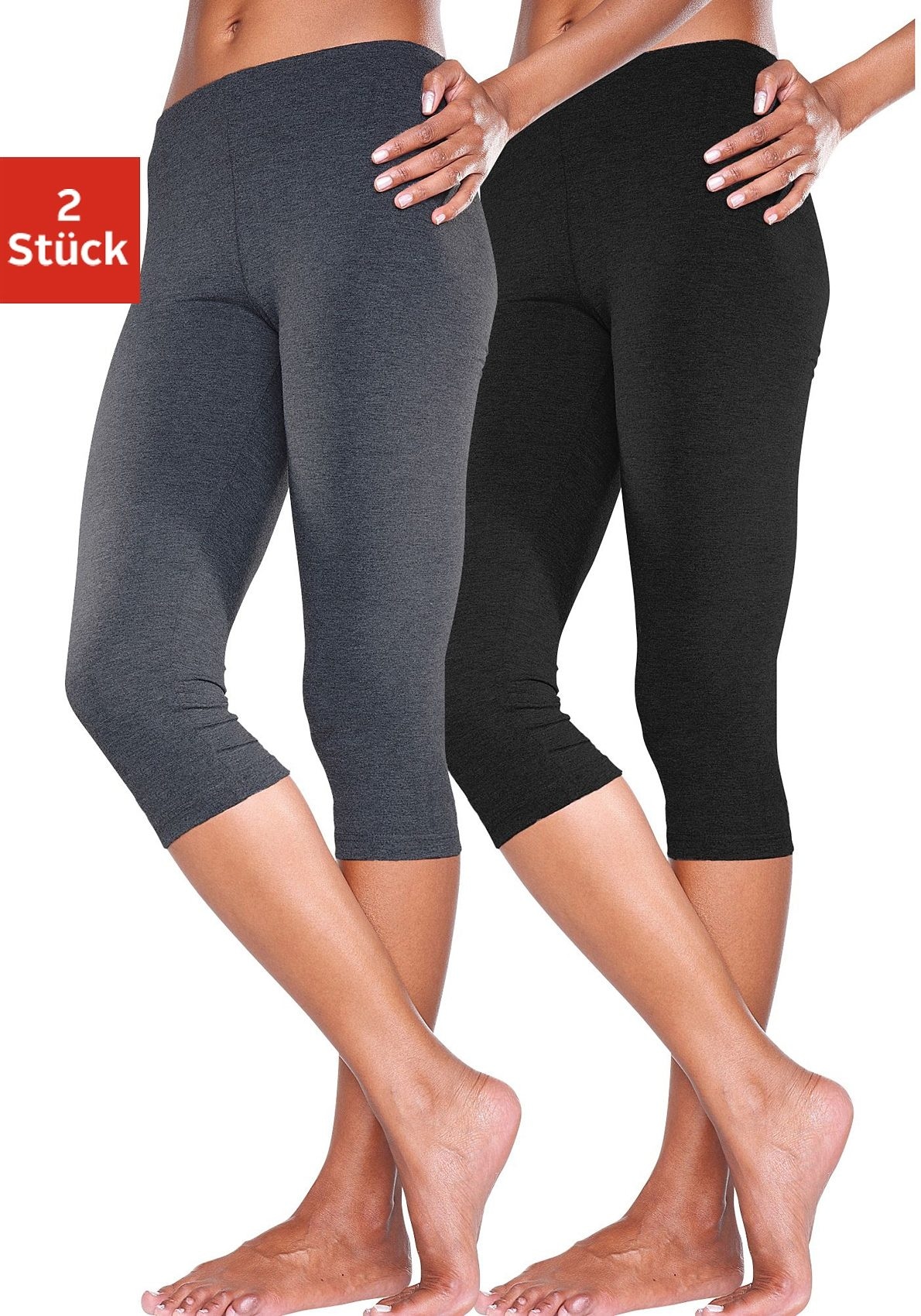 Image of vivance active Caprileggings, (2er-Pack), mit Gummibund