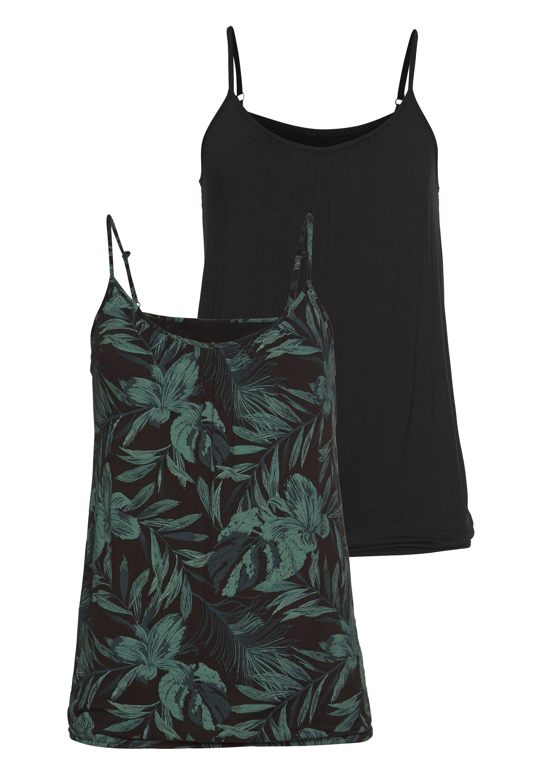 Image of LASCANA Spaghettitop, (Packung, 2 tlg., 2er-Pack), mit Gummizug am Saum