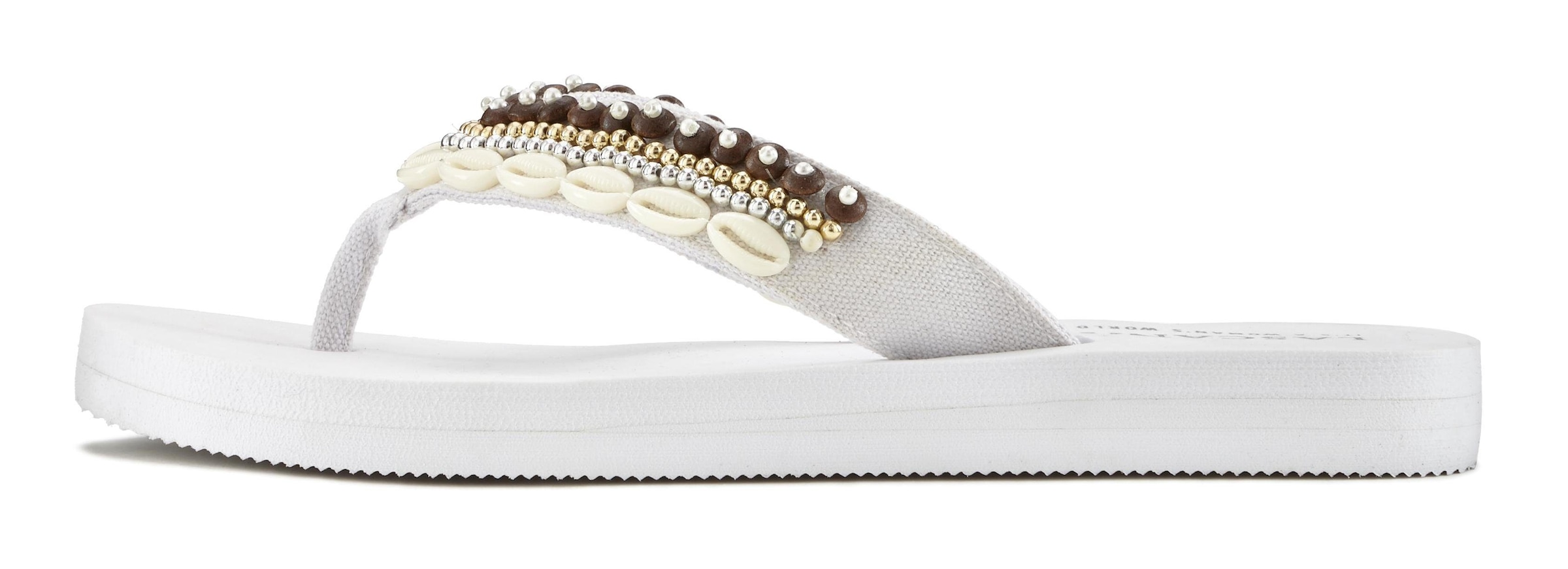 Image of LASCANA Badezehentrenner, Pantolette mit Muschel-Imitaten VEGAN