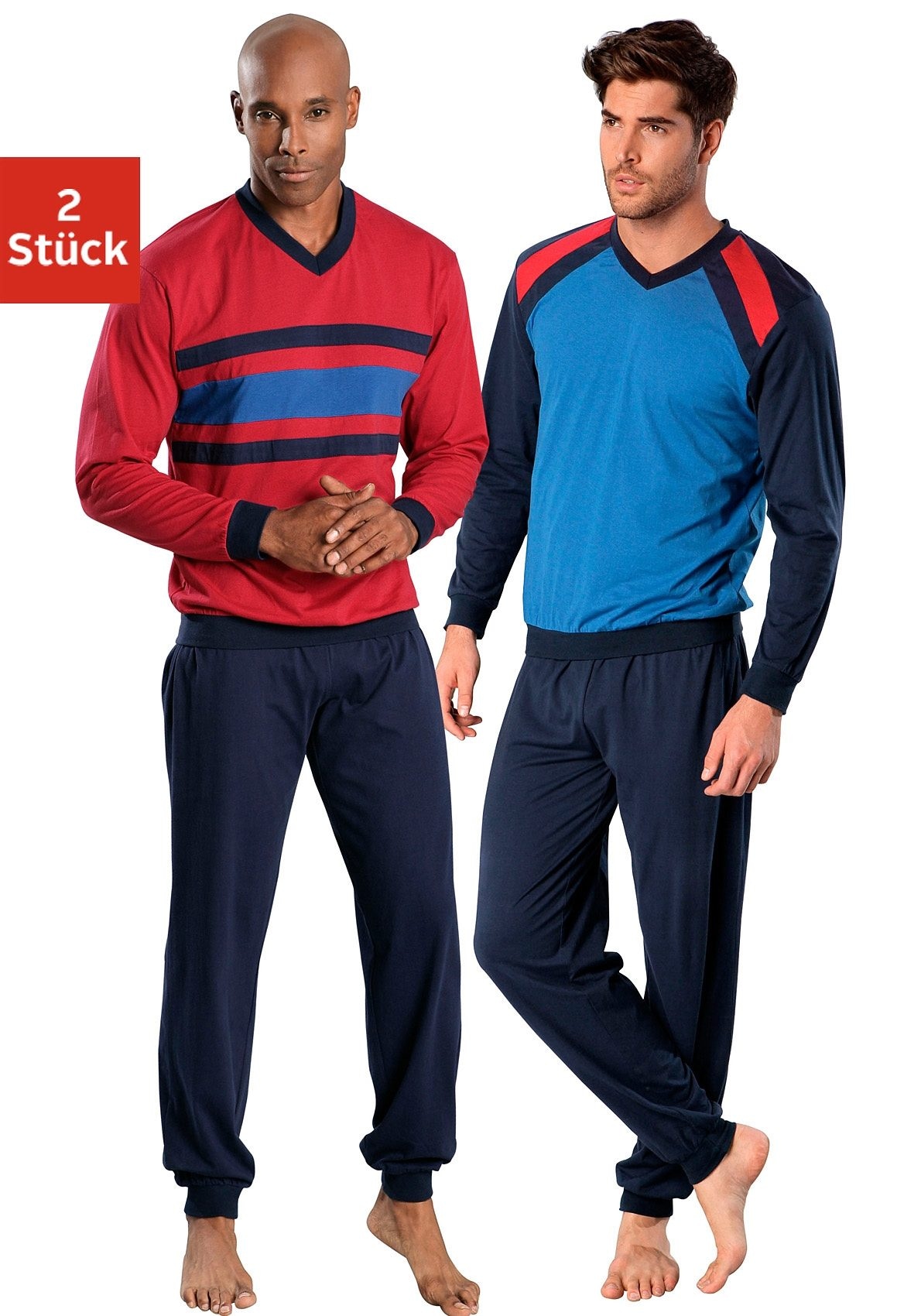 le jogger® Pyjama, (Packung, 4 tlg., 2 Stück), in langer Form