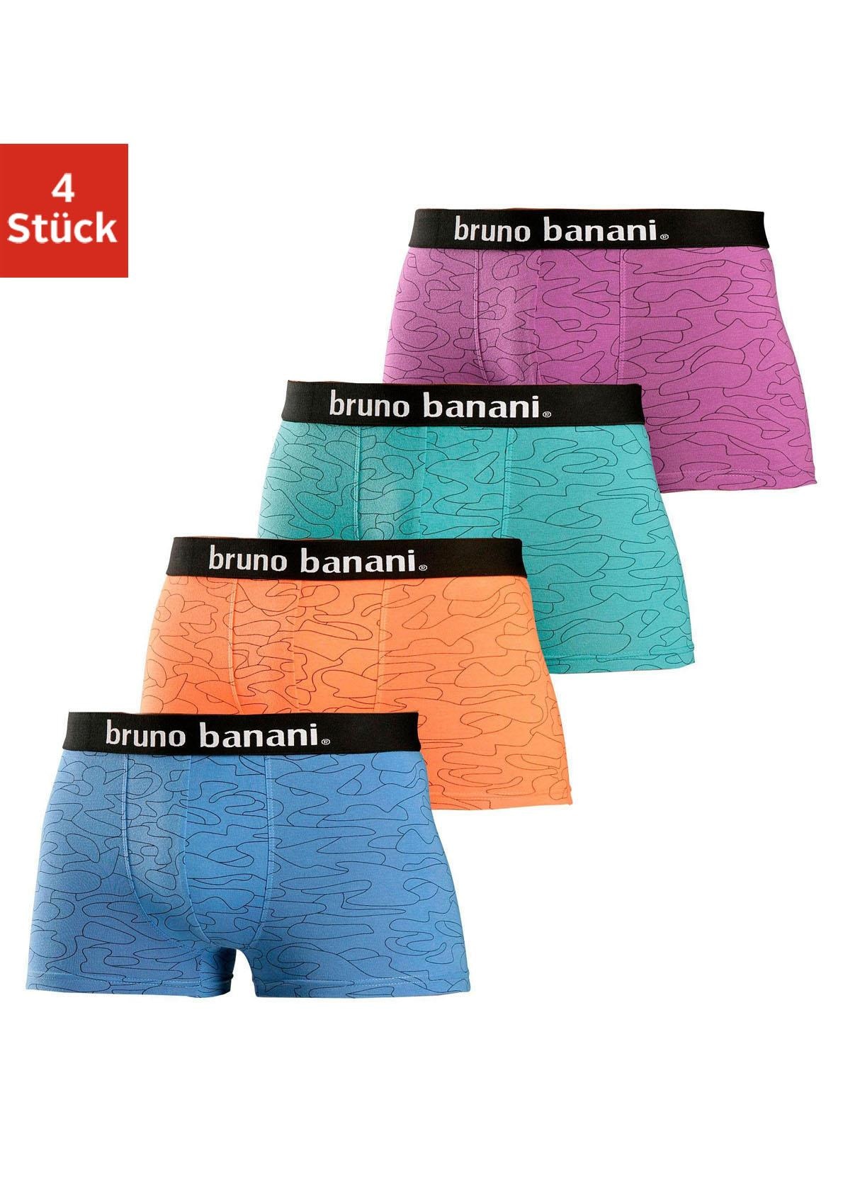 AC 4E  günstig Kaufen-Bruno Banani Boxershorts, (Packung, 4 St.). Bruno Banani Boxershorts, (Packung, 4 St.) <![CDATA[BRUNO BANANI Hipster im 4er Pack. Weicher Webbund mit Markenschriftzug. Obermaterial: 95% Baumwolle, 5% Elasthan]]>. 