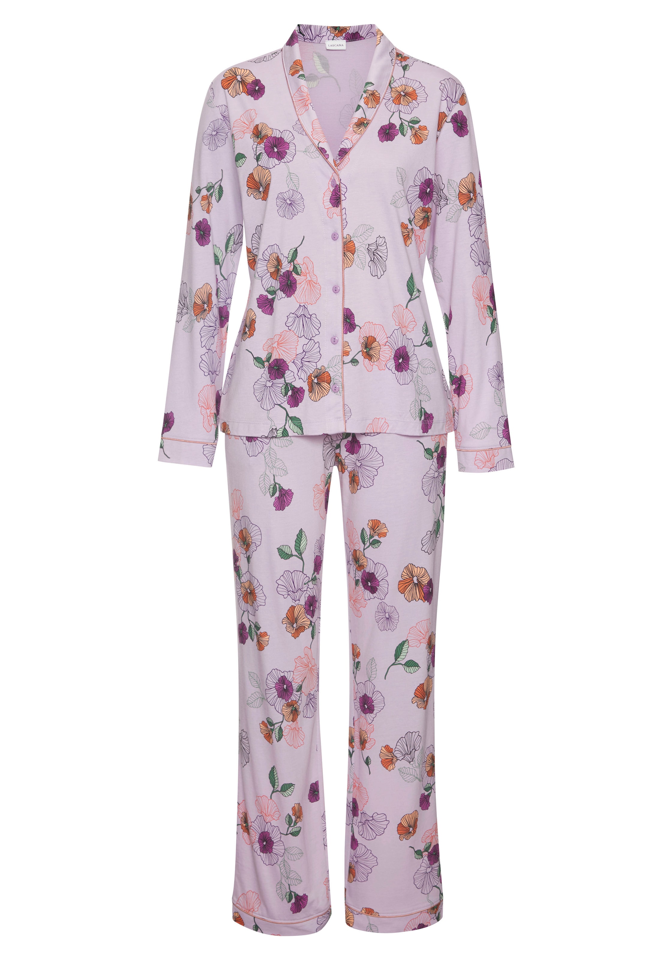 Vivance Dreams Pyjama, (2 tlg.), mit Blumen-Druck