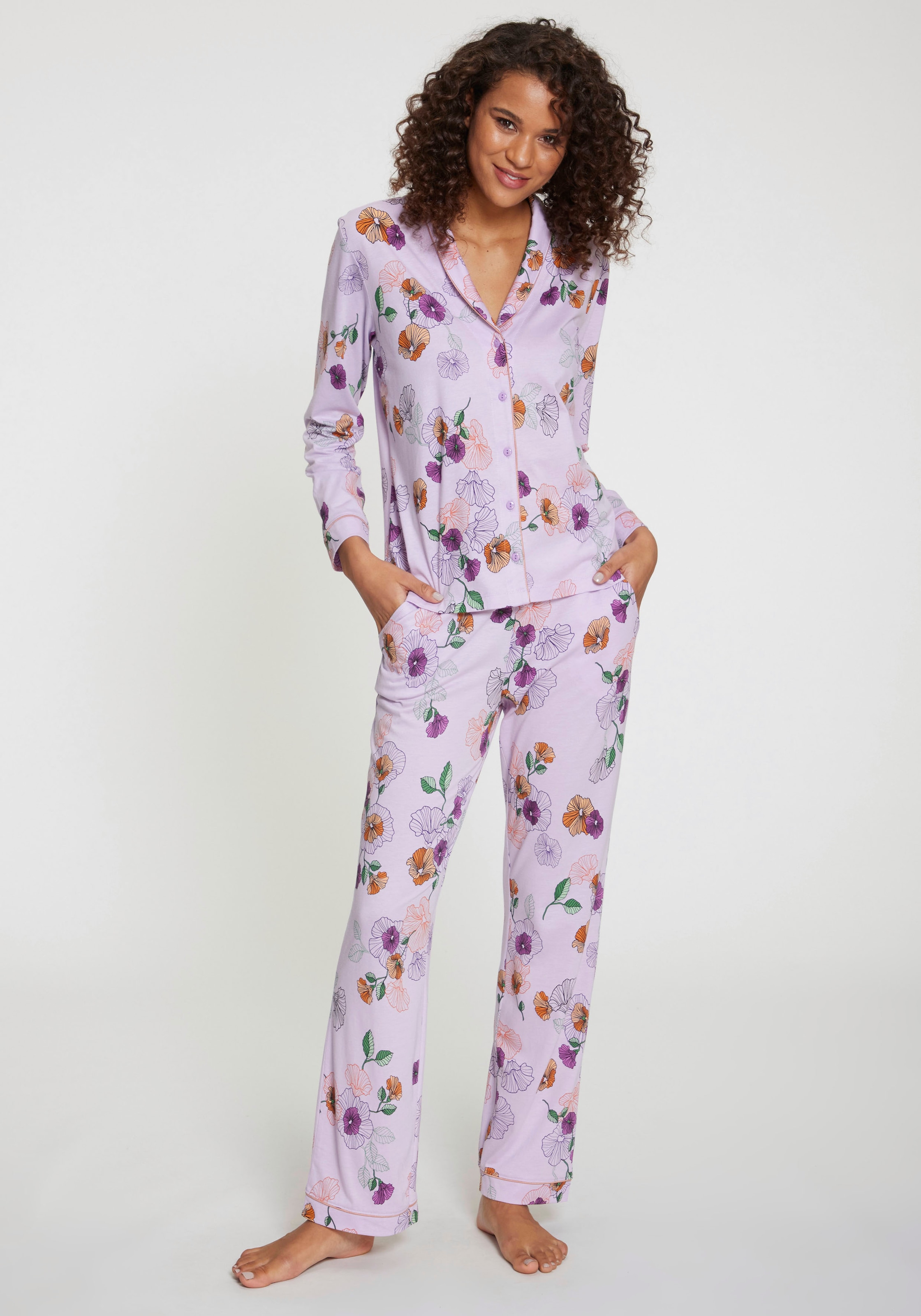 Vivance Dreams Pyjama, (2 tlg.), mit Blumen-Druck