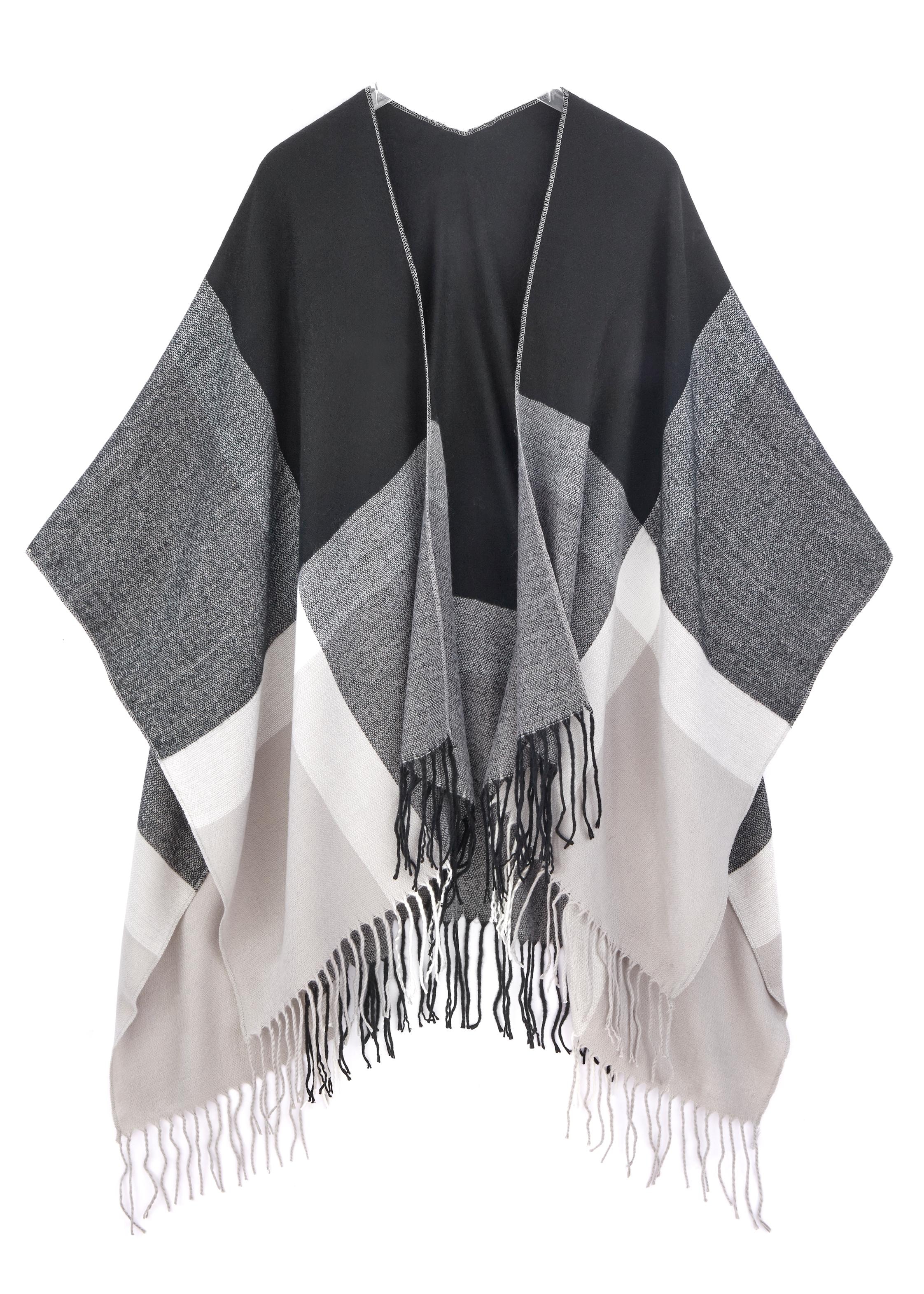 Reisen mit günstig Kaufen-LASCANA XXL-Schal, Poncho in kuscheliger Qualität und mit Fransen. LASCANA XXL-Schal, Poncho in kuscheliger Qualität und mit Fransen <![CDATA[Kuschel-Poncho VEGAN von LASCANA. Ideal zum Reisen. Masse: 150x130cm. Material: Acryl.]]>. 