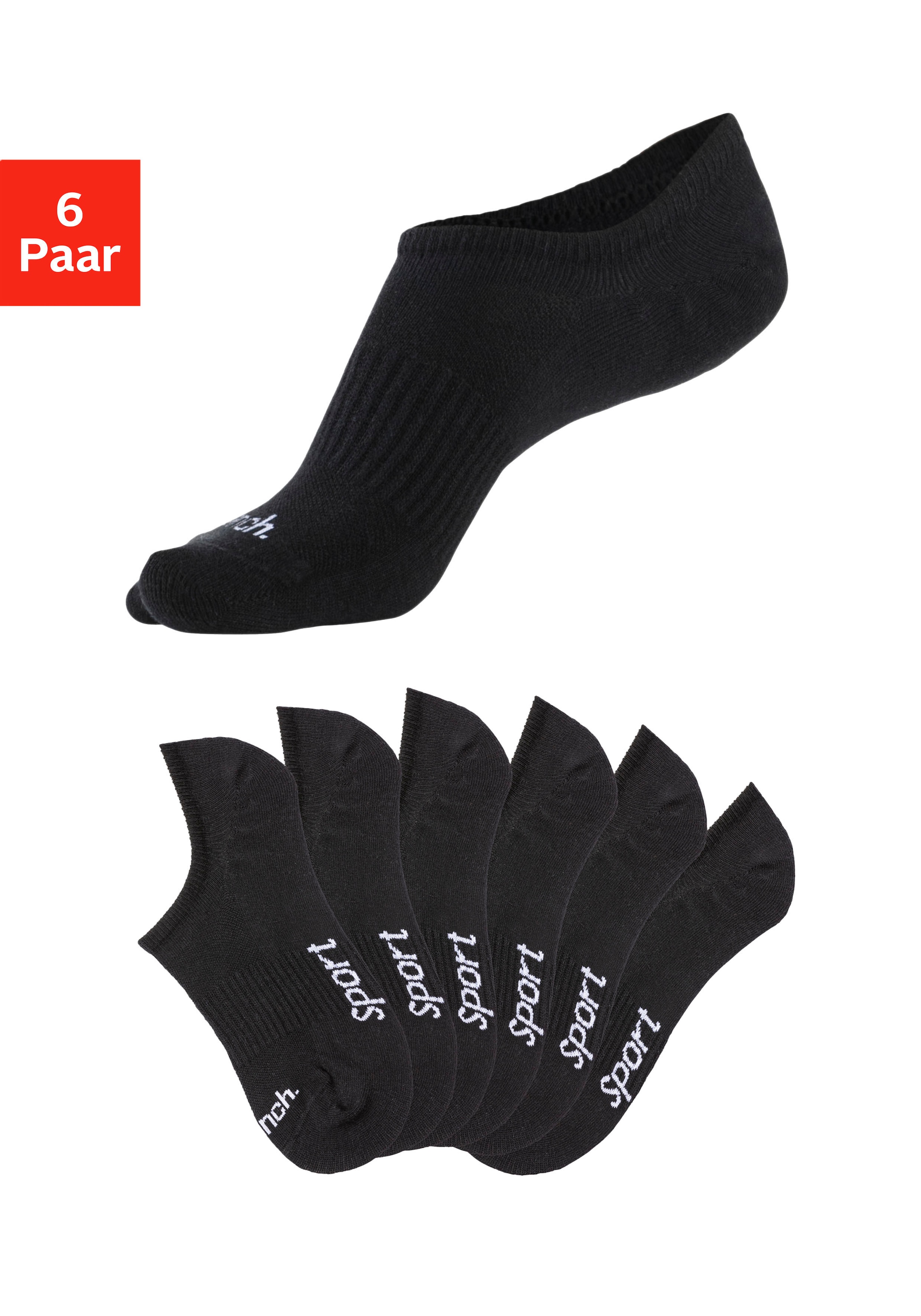 Bench. Sneakersocken, (Packung, 6 Paar), nicht sichtbar in Sneakern