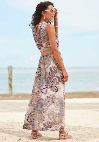 LASCANA Maxikleid, mit Paisleyprint und Schlitz, leichtes Sommerkleid, Strandkleid