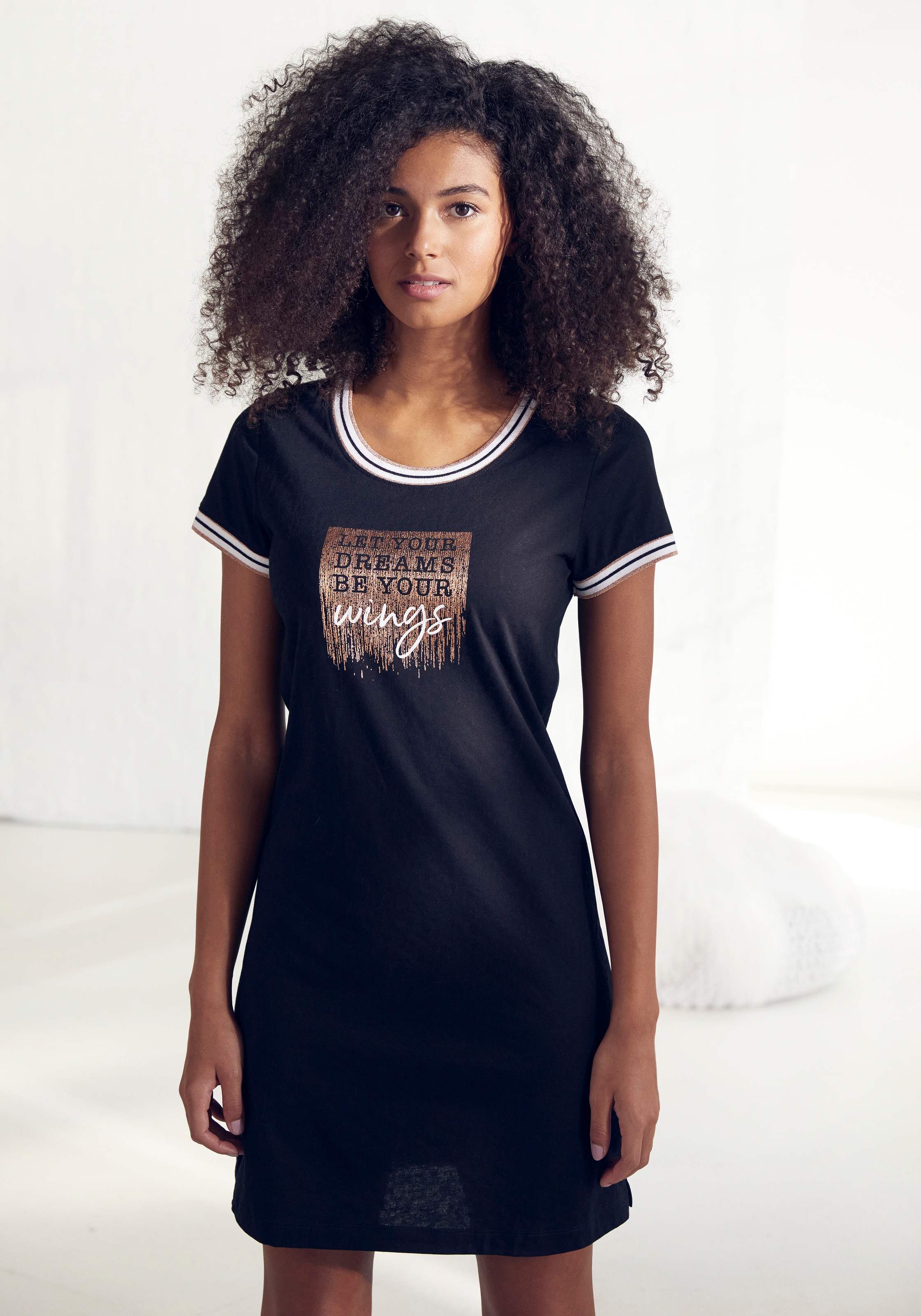 | online mit Lingerie & Saum Dreams Bademode, LASCANA kaufen Unterwäsche » Vivance Nachthemd, abgerundetem