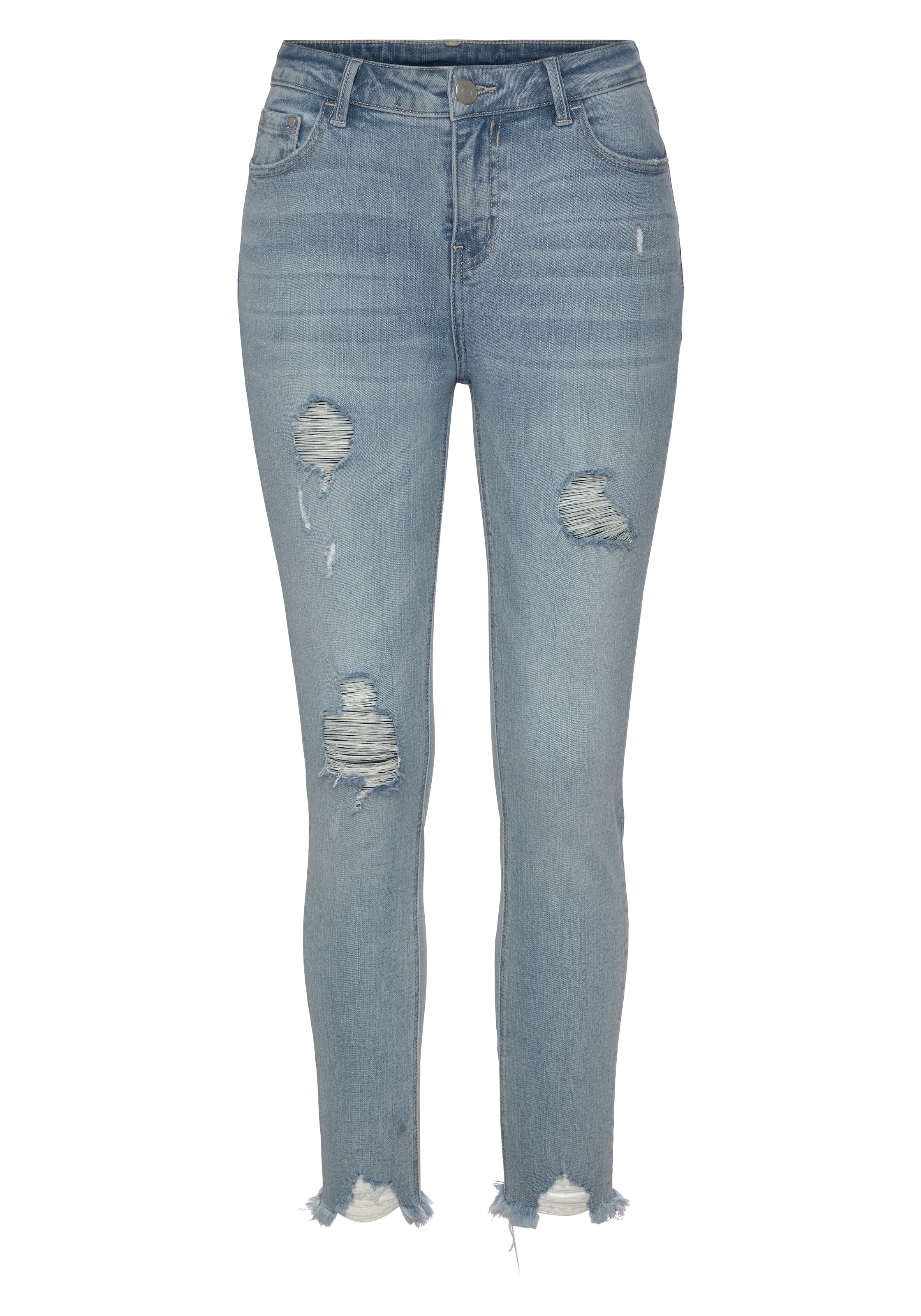 Buffalo Destroyed-Jeans, mit ausgefranstem Beinabschluss und Stretchanteil, schmale Passform