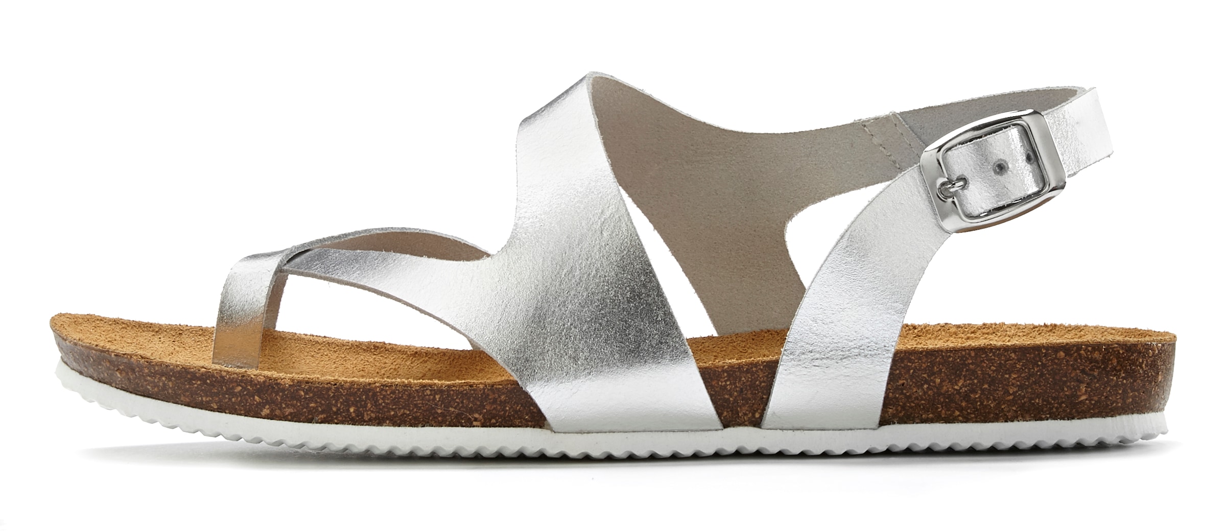 Image of LASCANA Zehentrenner, Sandale aus Leder mit Korkfussbett