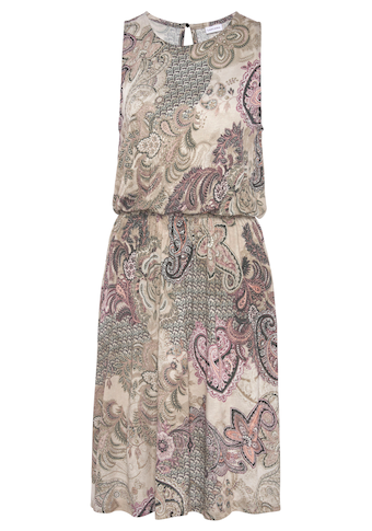 LASCANA Jerseykleid, mit Paisleydruck, elastisches Sommerkleid mit Gummizug, Strandkleid