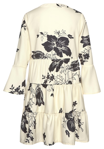 LASCANA Blusenkleid, in weiter Form mit Volants und Blumenprint, Tunikakleid, Strandkleid
