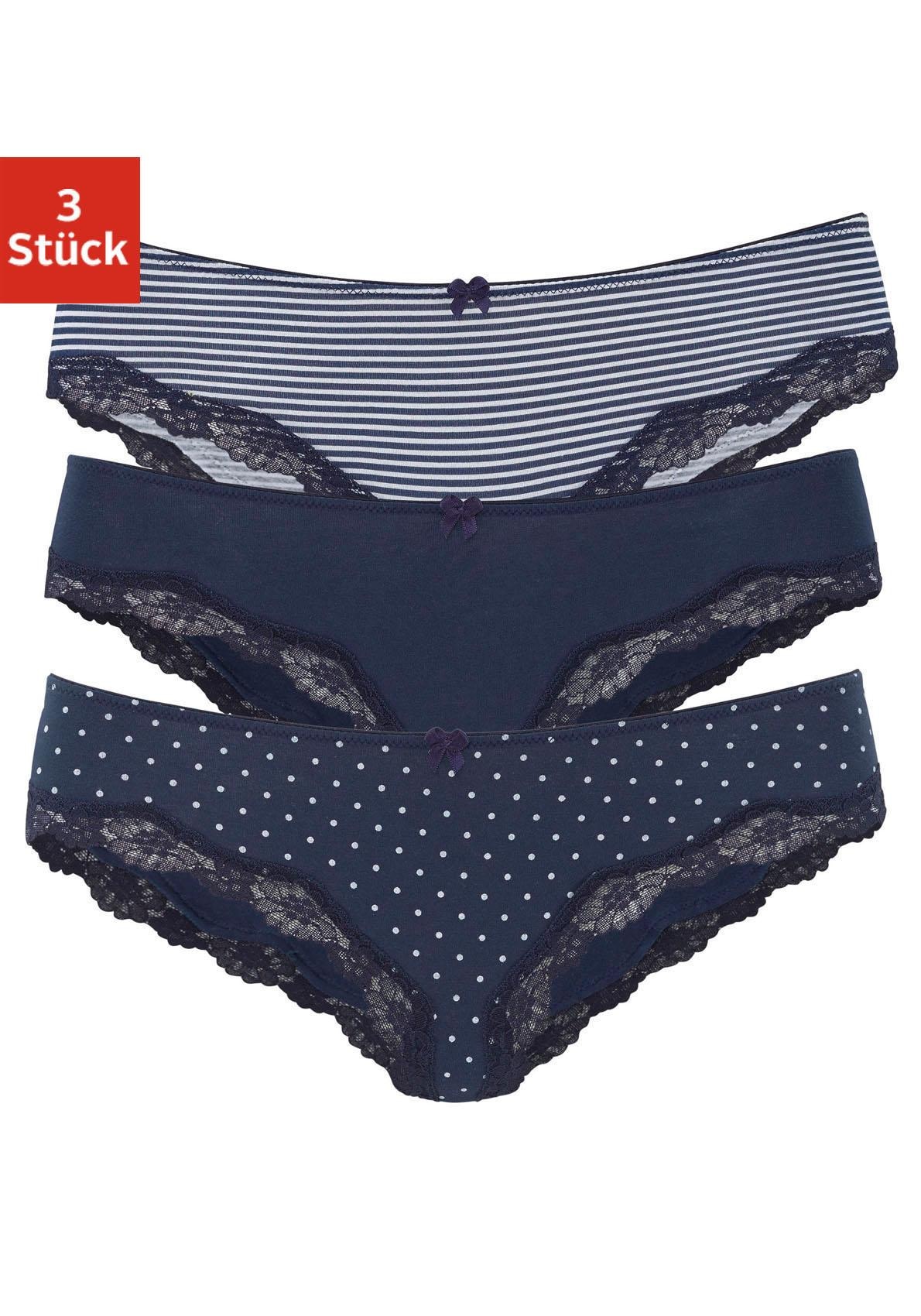 kaufen | online LASCANA aus & zarter LASCANA elastischer Spitze 3 Unterwäsche Baumwolle Bademode, St.), » mit Lingerie Slip, (Packung,