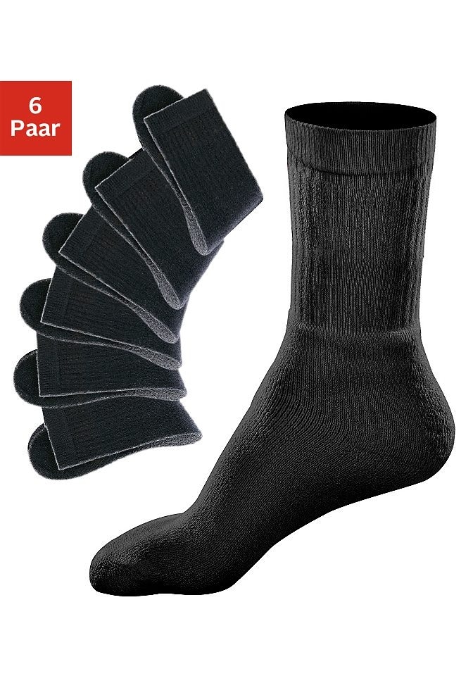 Set Sport günstig Kaufen-Go in Tennissocken, (Set, 6 Paar). Go in Tennissocken, (Set, 6 Paar) <![CDATA[Basic-Socken für sportlich Aktive! Auch bei hoher Belastung bleibt das Fussklima frisch und der Sitz perfekt. Dank Frotteesohlen ist dieser Workoutpartner besonders gut gepolst