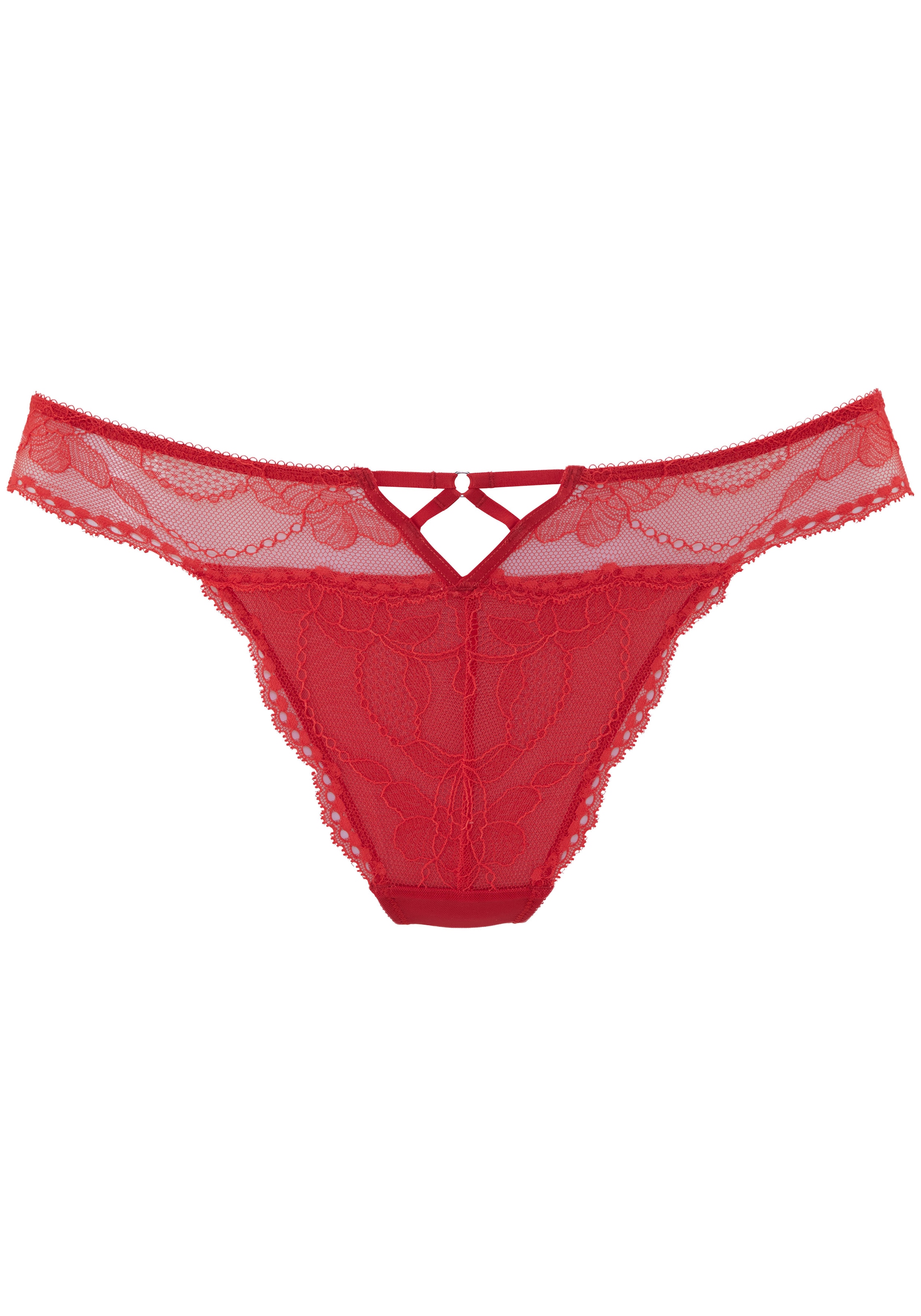 LASCANA String, mit extravagantem Zierdetail aus blumiger Spitze und feinem Mesh