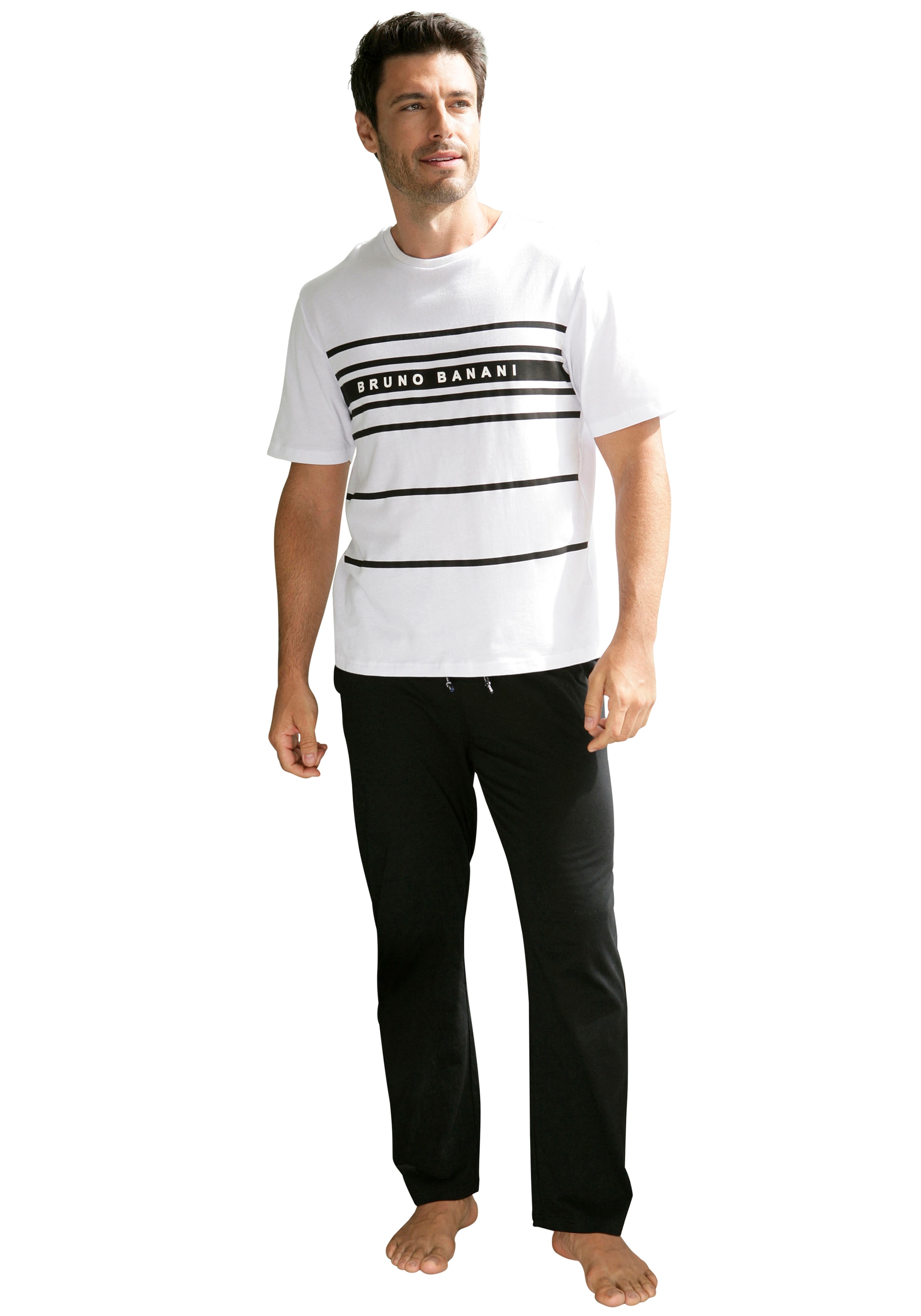 Bruno Banani Schlafanzug, (Spar-Set, 3 tlg.), Shirt mit Shorts und langer Hose