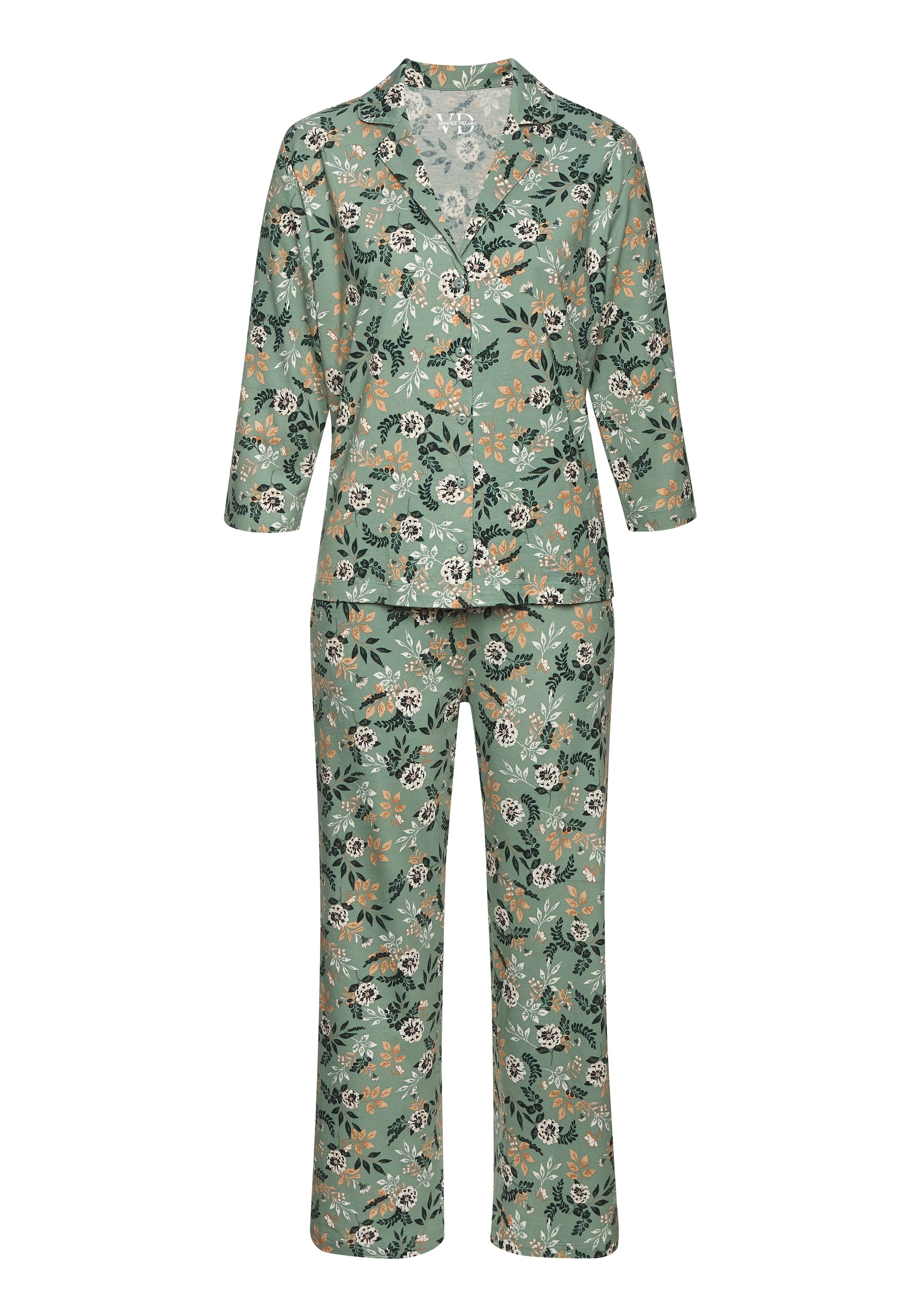 Vivance Dreams Pyjama, (2 tlg.), mit romantischem Blumendruck