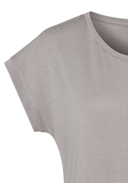 online » LASCANA Glitzerdruck, Look mit Kurzarmshirt, & Bademode, T-Shirt, silbrigem Unterwäsche kaufen Lingerie | Vivance edler