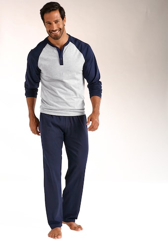 le jogger® Pyjama, (Packung, 4 tlg., 2 Stück), in langer Form, mit Raglanärmeln