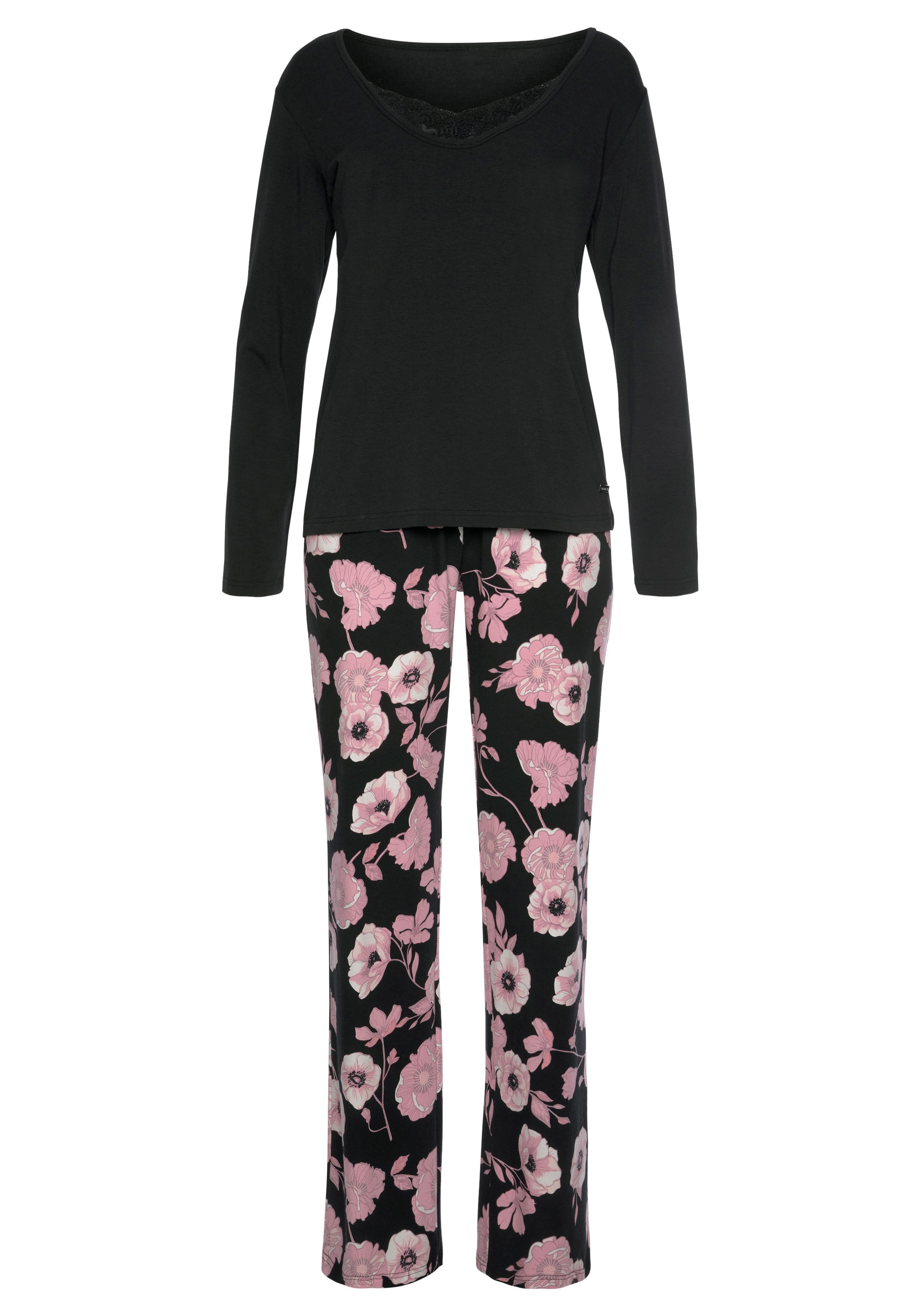 Spitzendetails und Stück), » LASCANA 1 | & Unterwäsche Pyjama, tlg., kaufen online LASCANA Blumenmuster Bademode, mit (2 Lingerie