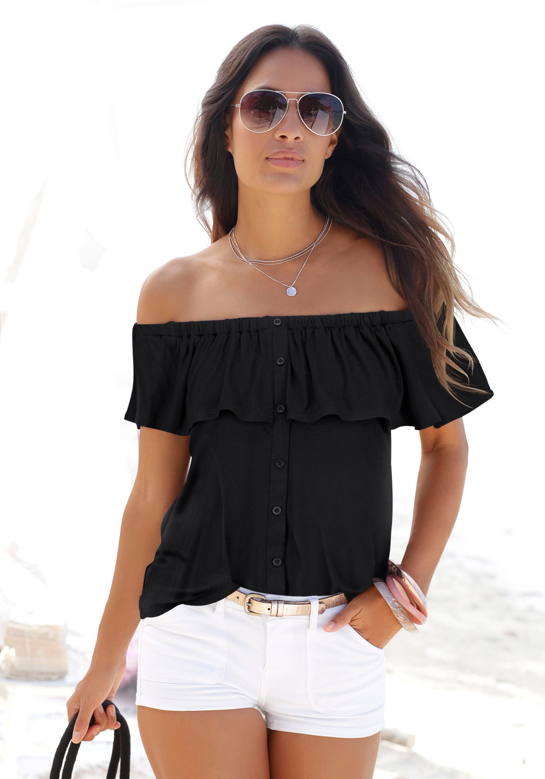 Buffalo Strandshirt, im Carmenstil mit Volant