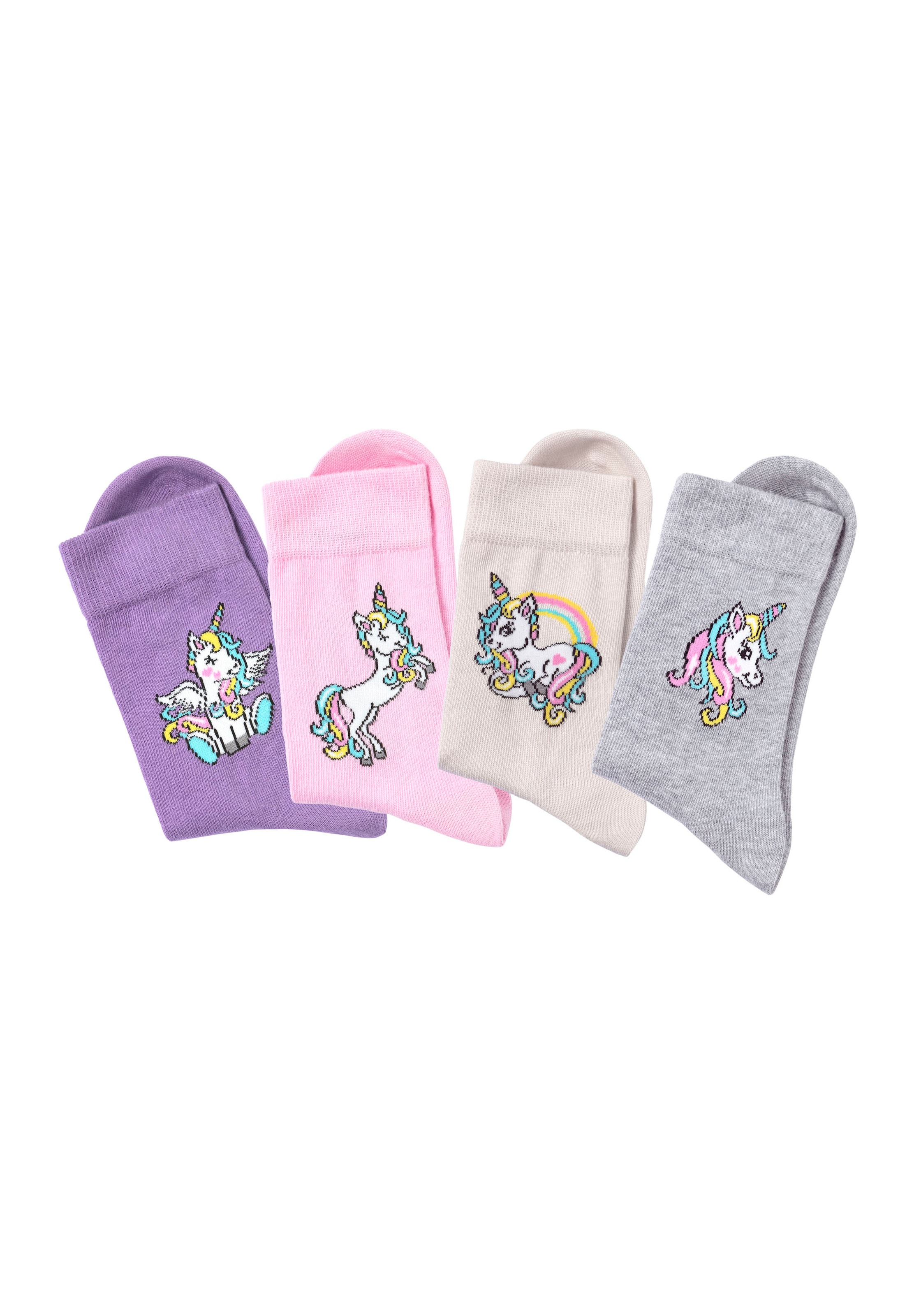 Image of H.I.S Basicsocken, (4 Paar), mit Einhorn Motiven