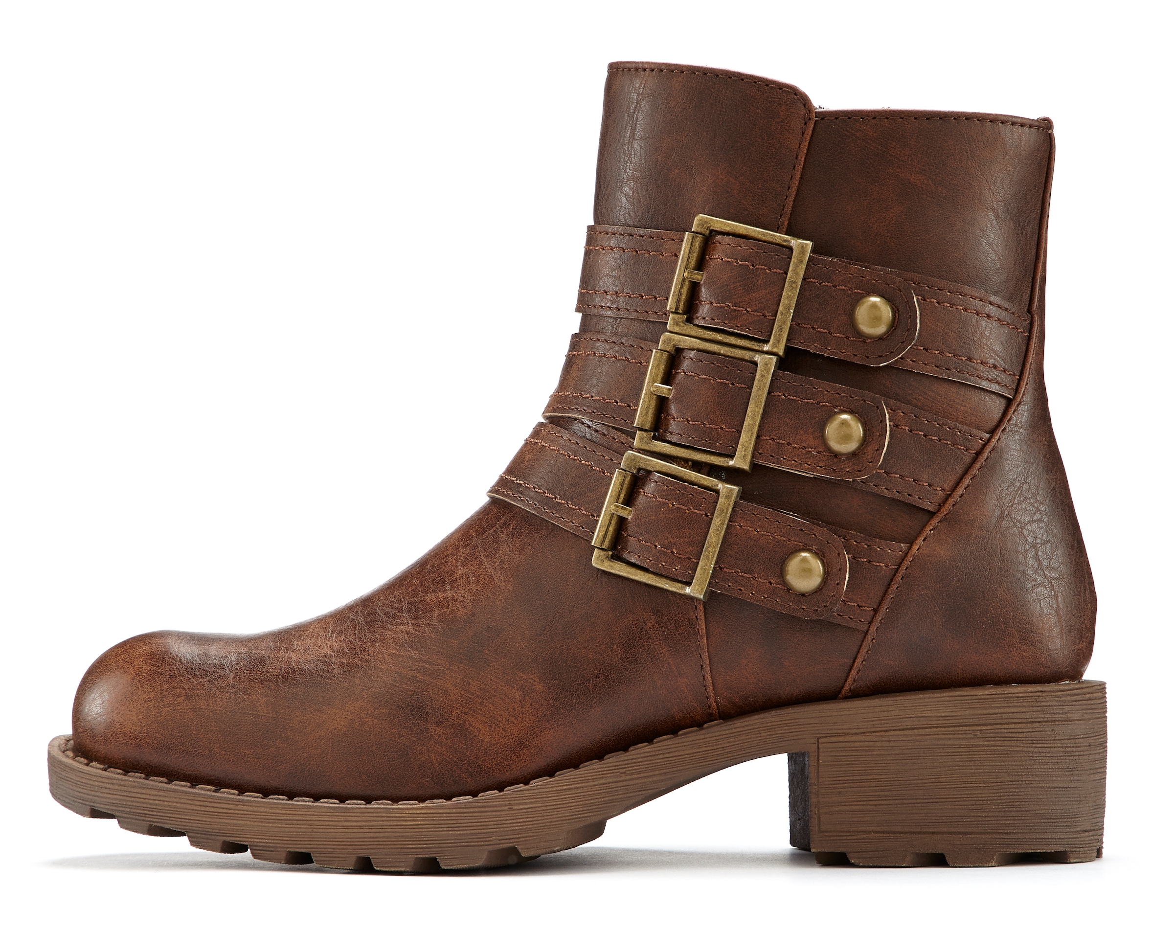 Image of LASCANA Stiefelette, Winterstiefel mit robuster Sohle und modischen Zierschnallen VEGAN