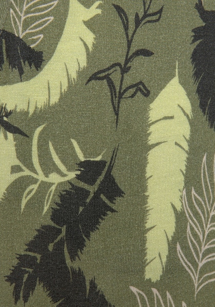 s.Oliver Jerseyhose, mit Blätterdruck, schmale Strandhose mit Taschen, Sommerhose