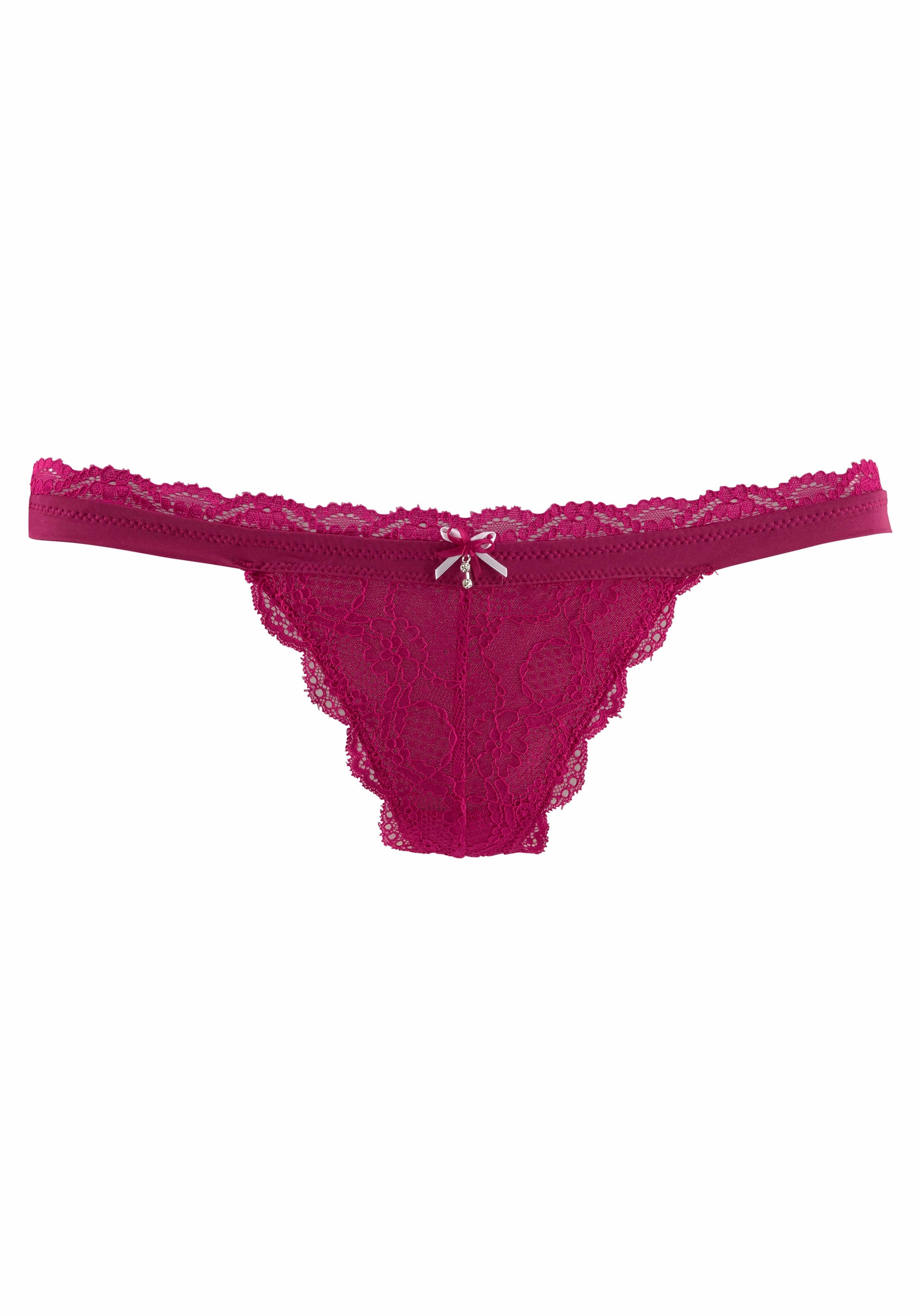 LASCANA String »Premium Dessous«, aus zarter Spitze mit feiner Zierschleife und Accessoire