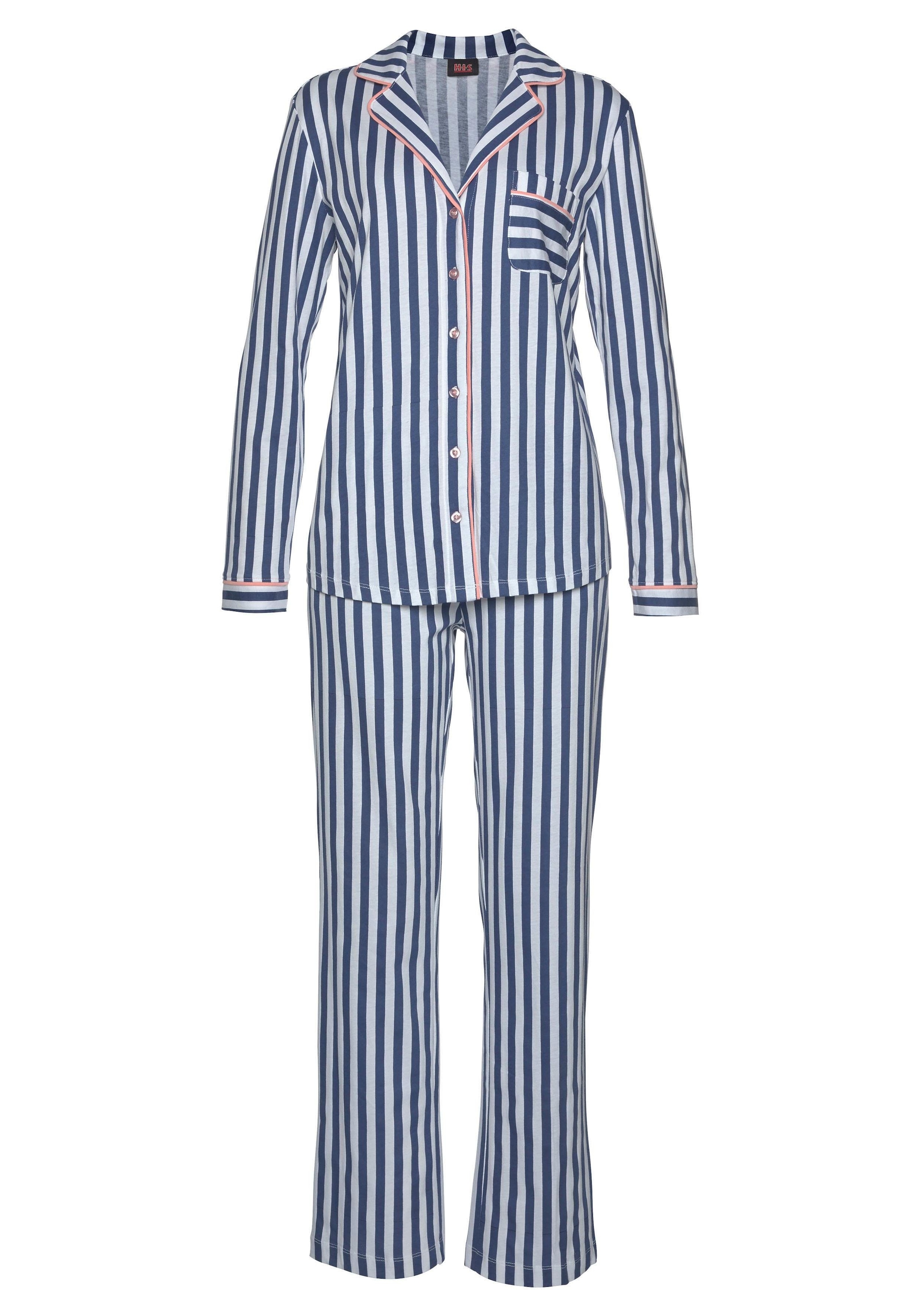 H.I.S Pyjama, (2 tlg.), in klassischem Schnitt mit Streifenmuster