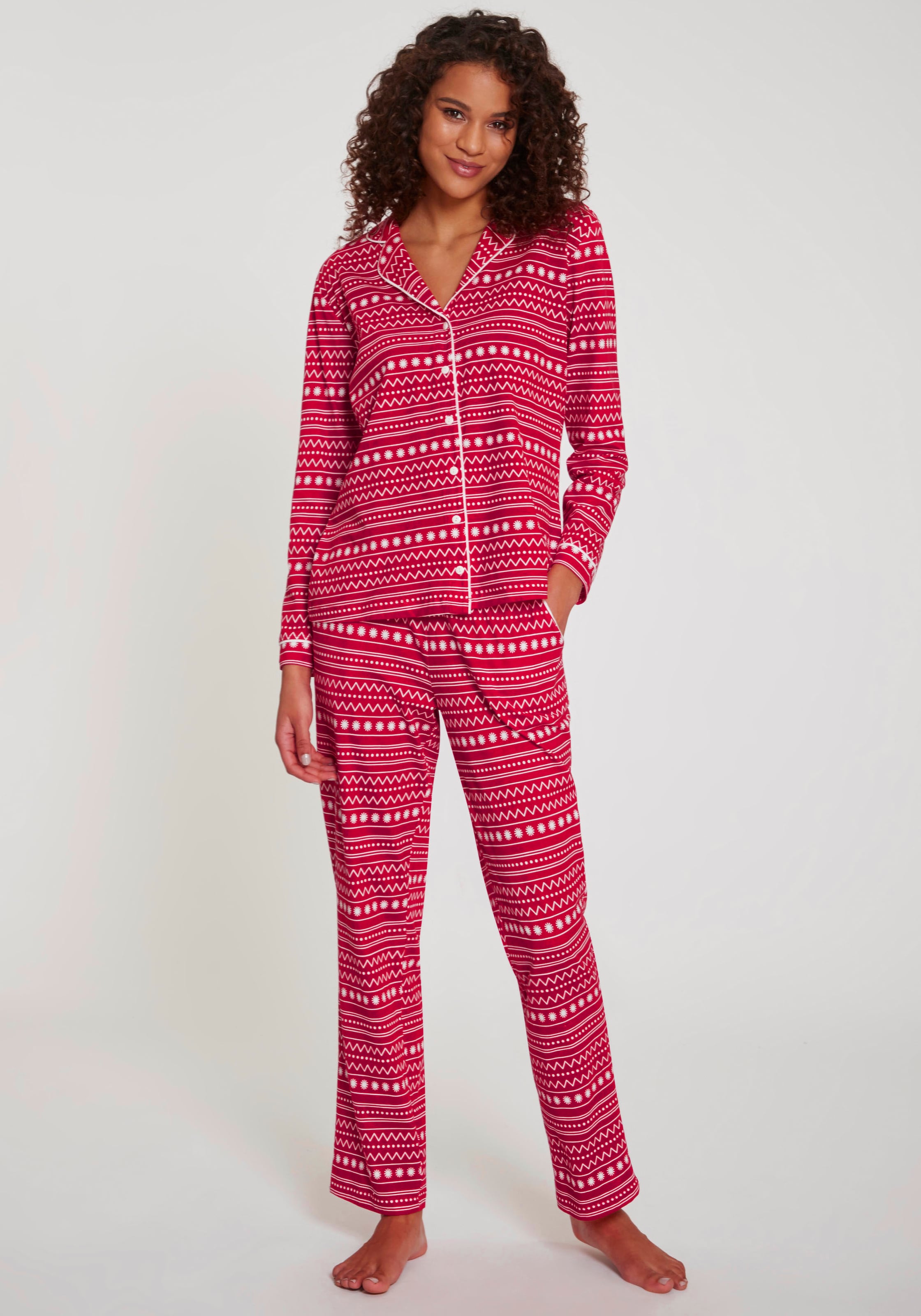 LASCANA Pyjama, (Set, 2 tlg.), mit Alloverprint