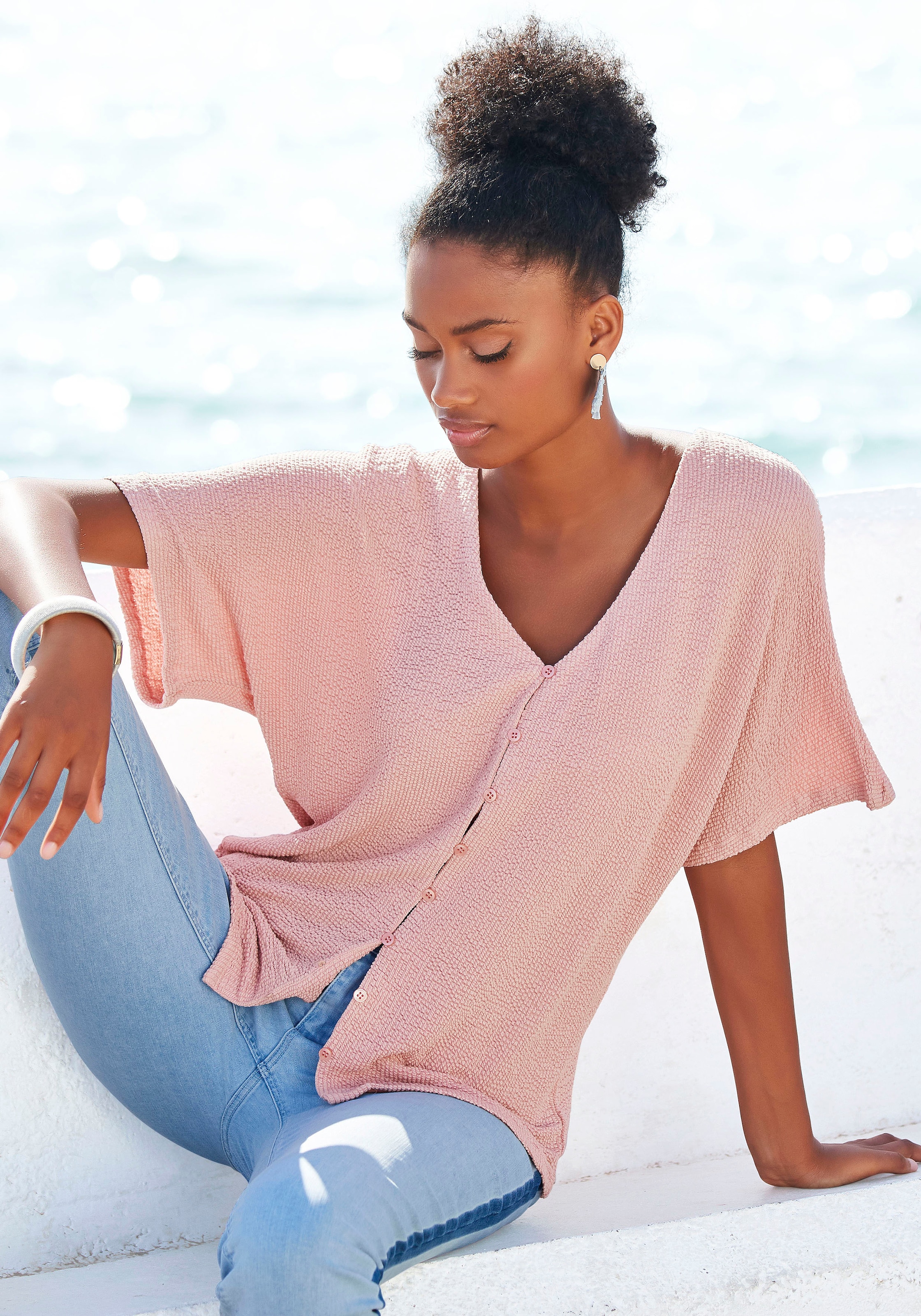 LASCANA T-Shirt, strukturierter kaufen » | Bademode, Unterwäsche & online LASCANA aus Lingerie Ware