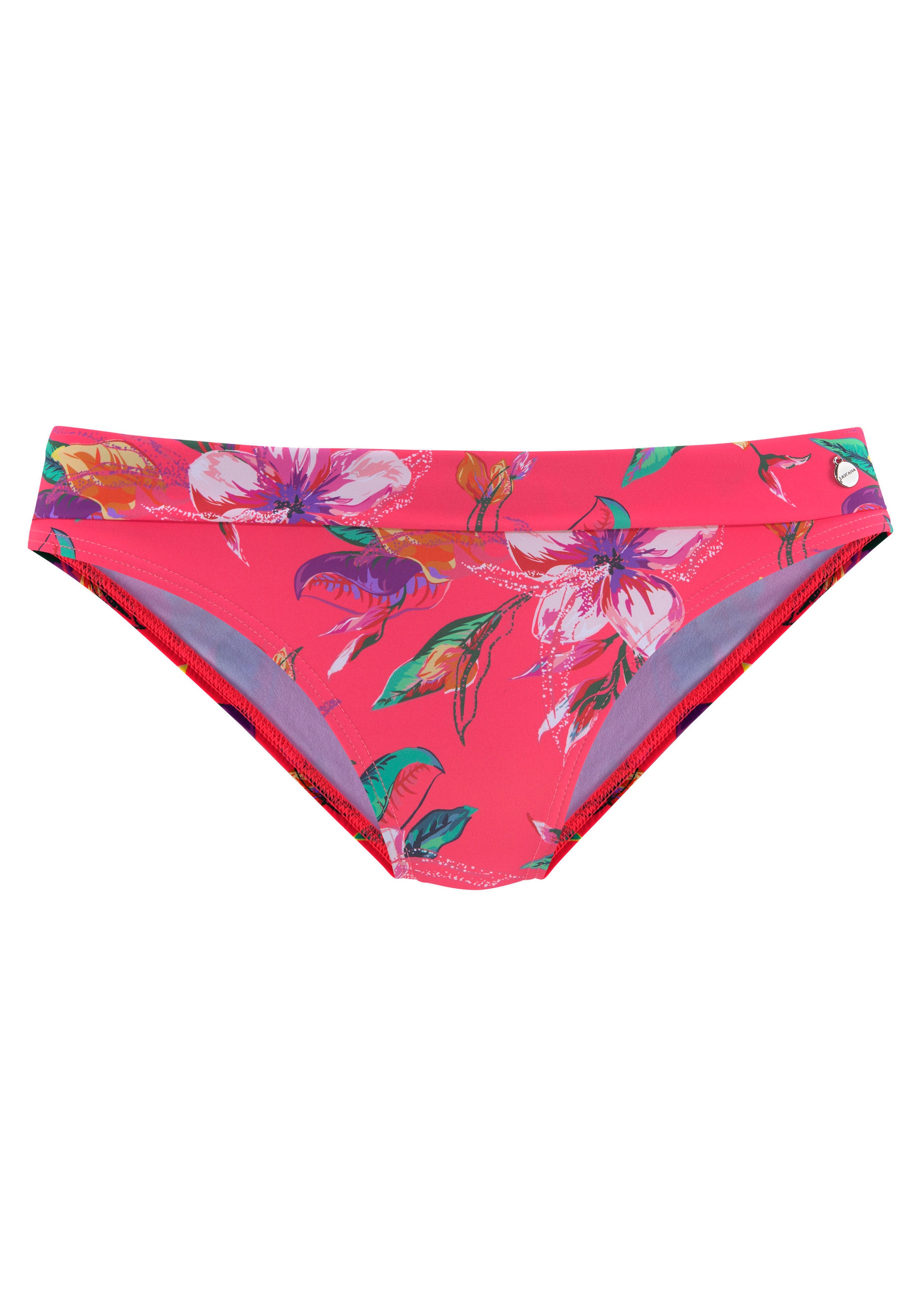 LASCANA Bikini-Hose »Malia«, mit Umschlagbund mit tropischem Print