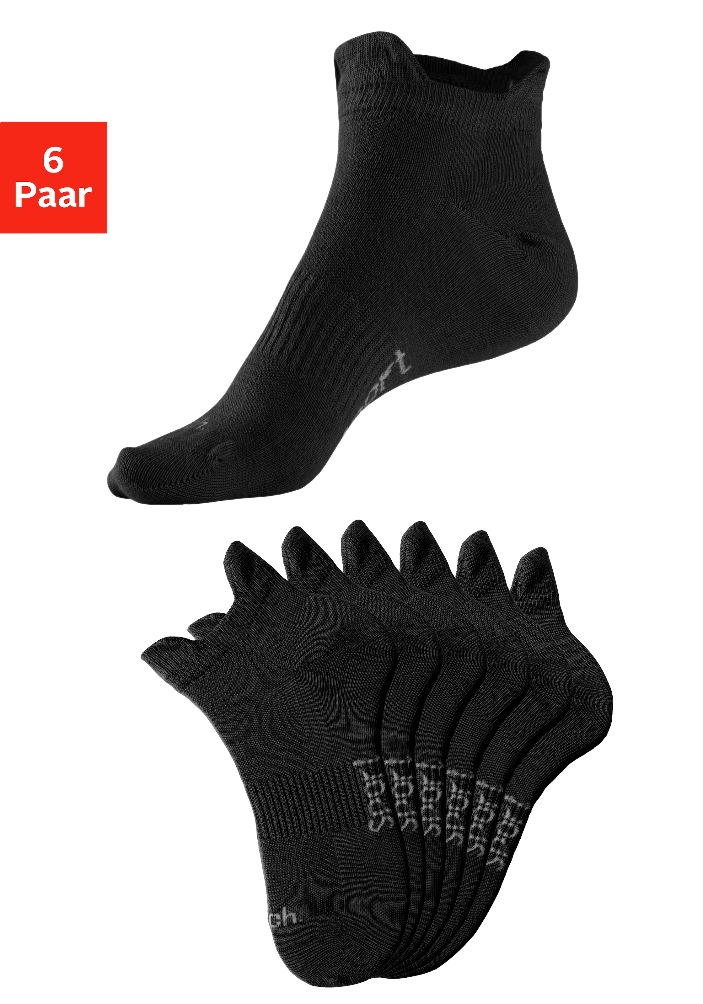 Bench. Sneakersocken, (Packung, 6 Paar), mit feiner Mesh Konstruktion und Mittelfussgummi