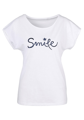 Beachtime T-Shirt, mit modischem Frontdruck "Smile"