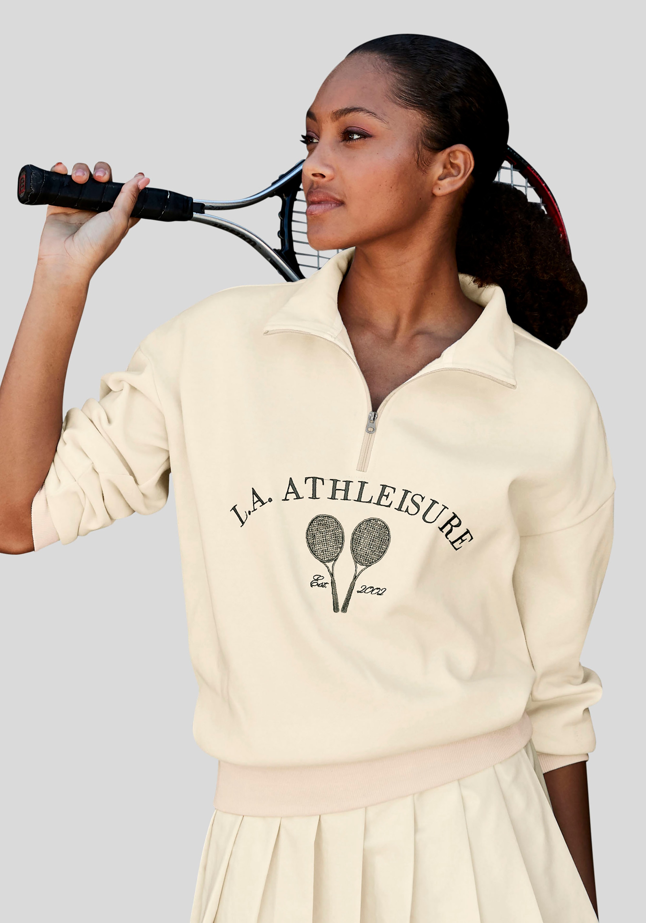 Reissverschluss | Bademode, ACTIVE » LASCANA Sweatshirt Stehkragen kaufen Lingerie Unterwäsche online & LASCANA »Tennis«, und mit