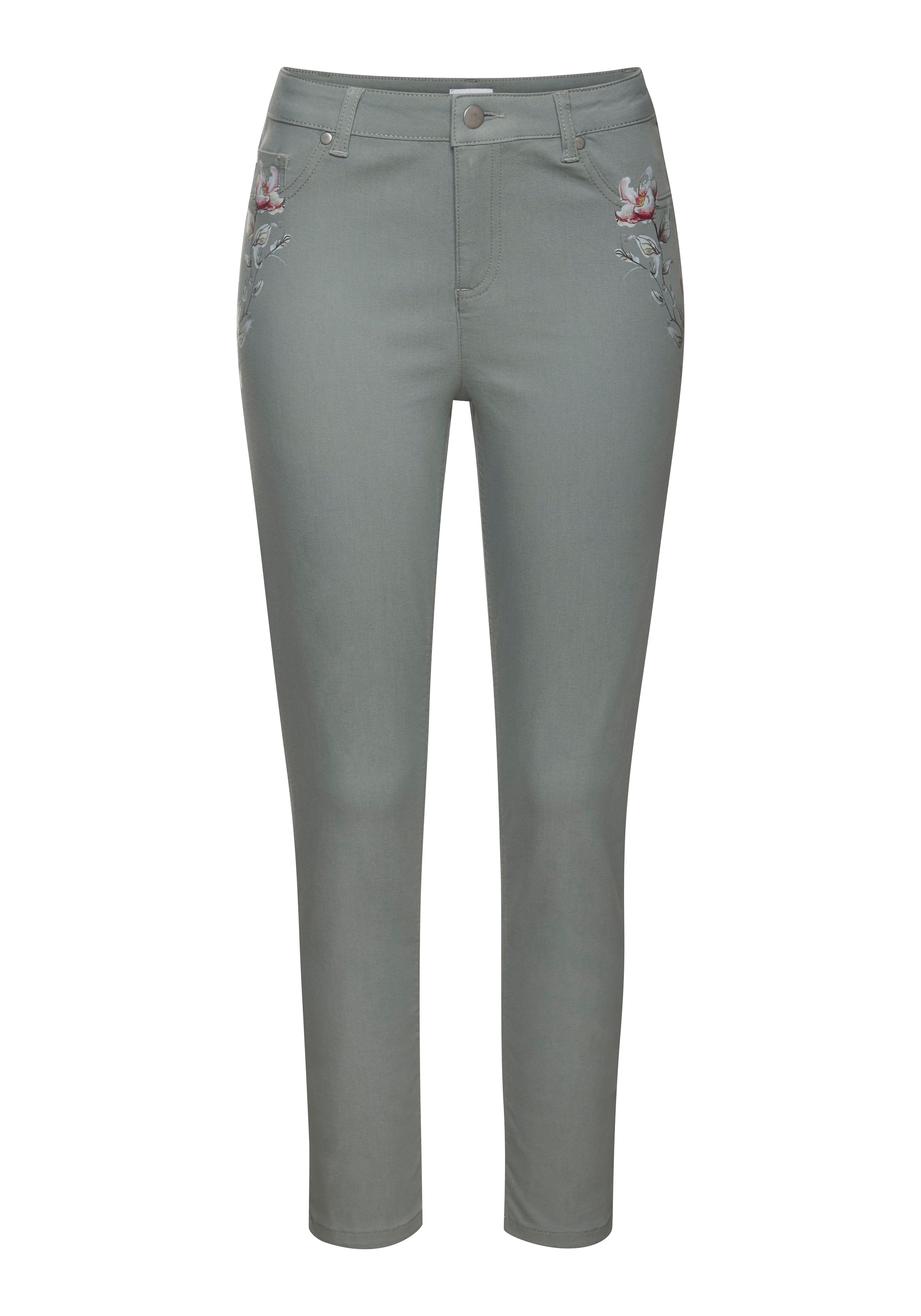 LASCANA 7/8-Jeggings, mit dezentem Blumendruck, elastische Skinny Jeans aus Baumwoll-Mix