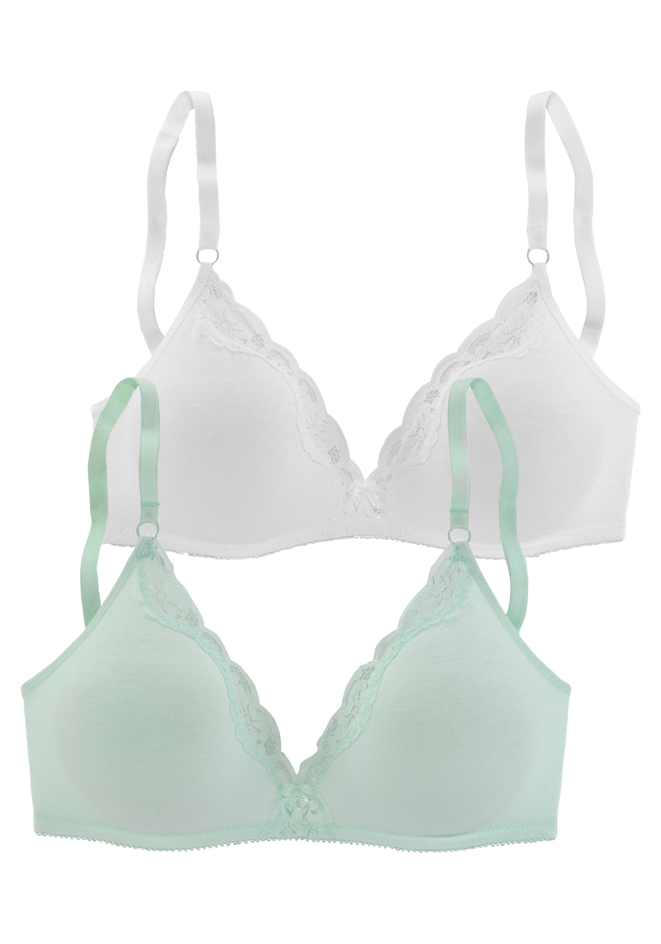 Petite günstig Kaufen-petite fleur Bralette-BH, (Packung, 2 Stück), ohne Bügel aus Baumwolle mit Spitze. petite fleur Bralette-BH, (Packung, 2 Stück), ohne Bügel aus Baumwolle mit Spitze <![CDATA[Der BH ohne Bügel von Petite Fleur verbindet Beqemlichkeit m