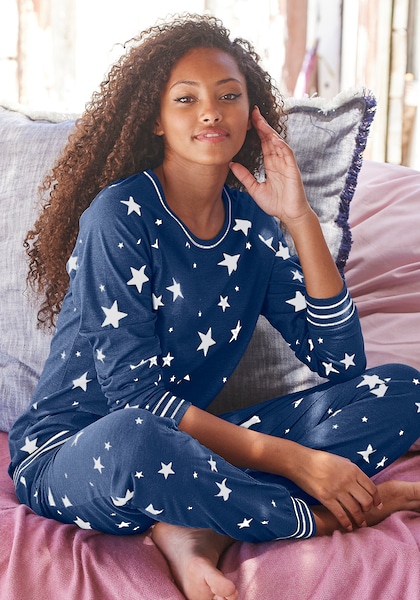 Vivance Dreams : pyjama à la coupe classique, avec col tailleur