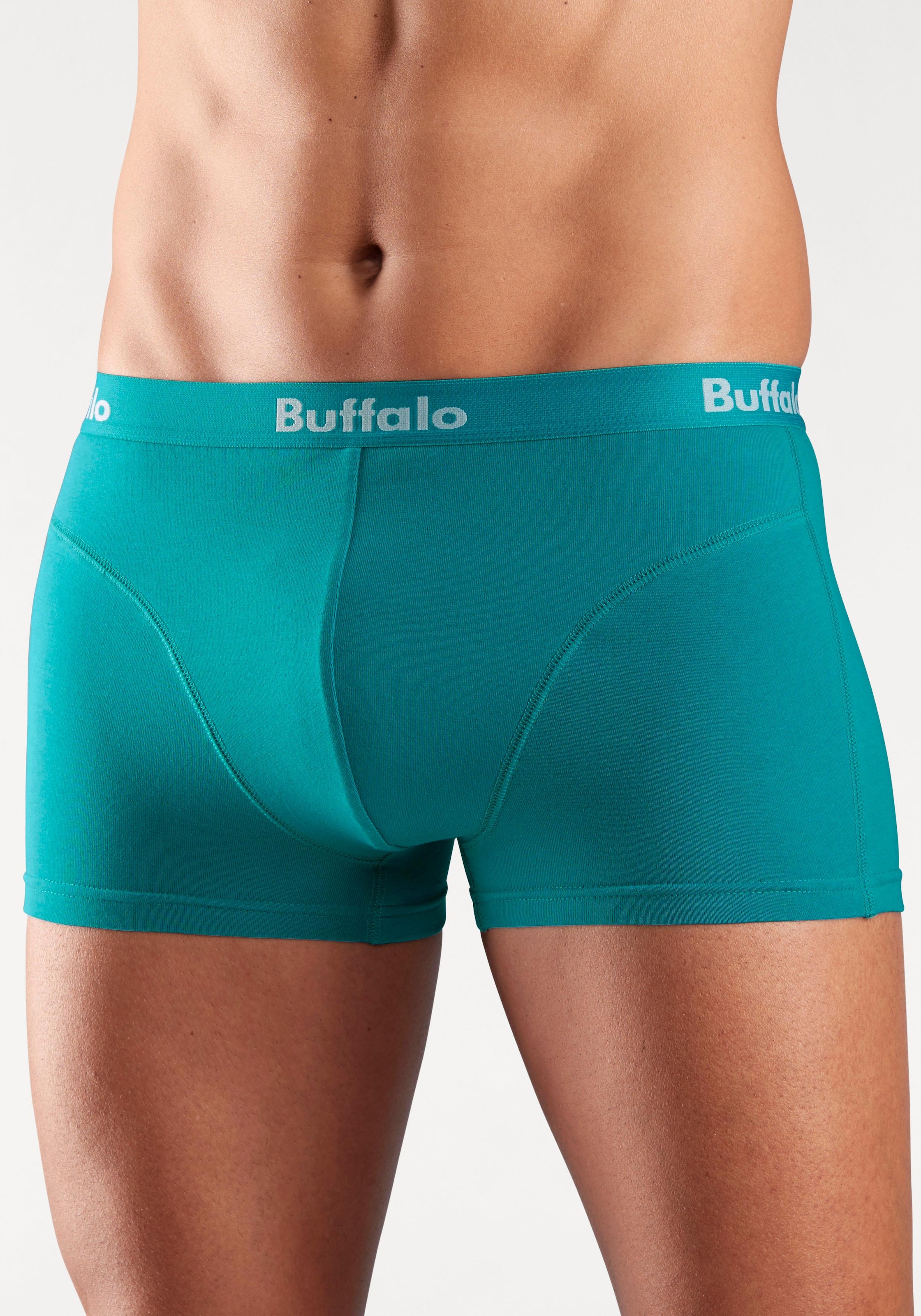 Buffalo Boxershorts, (Packung, 3 St.), in Hipster-Form mit Overlock-Nähten vorn