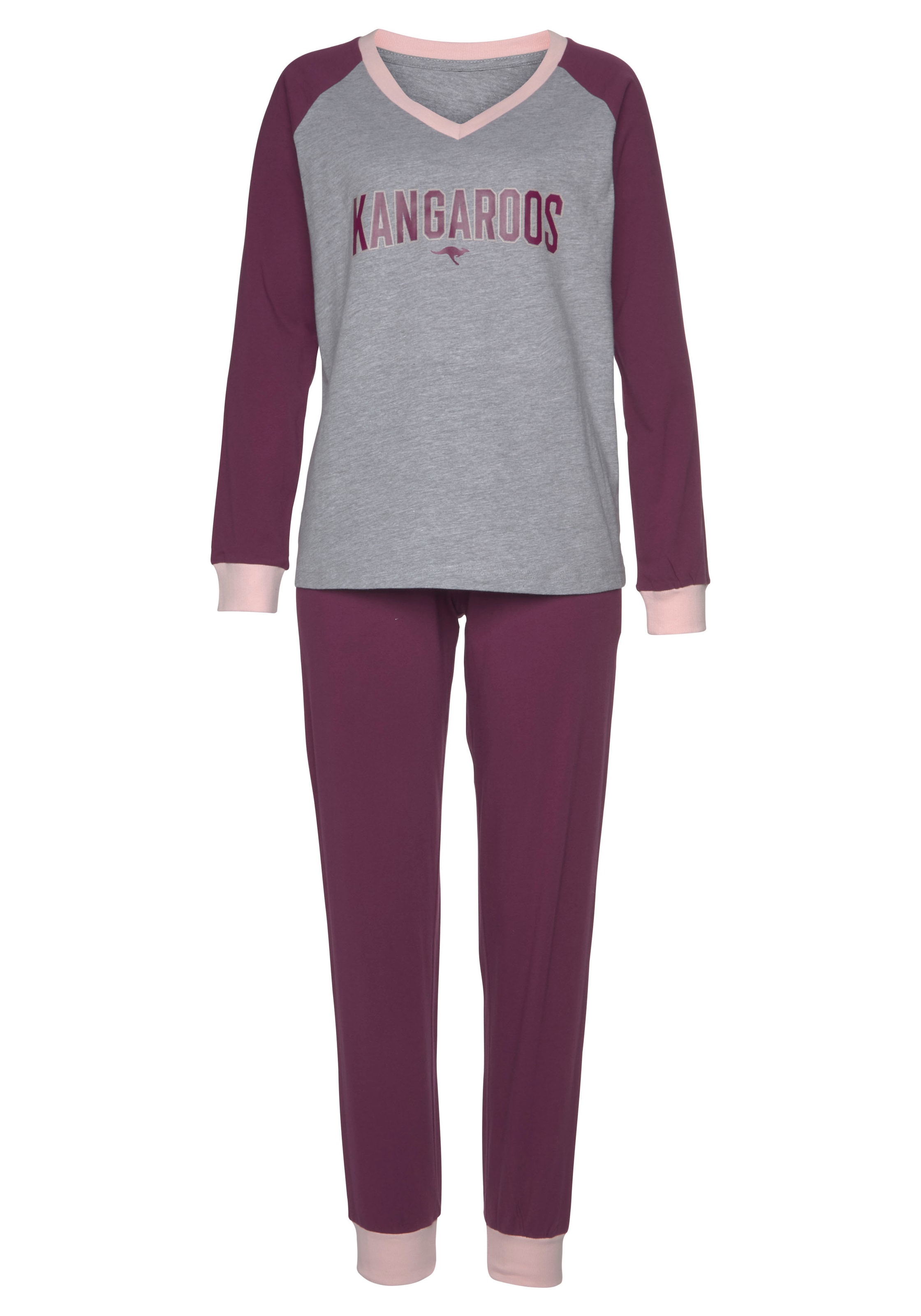 KangaROOS Pyjama, (2 tlg., 1 Stück), mit kontrastfarbenen Raglanärmeln »  LASCANA | Bademode, Unterwäsche & Lingerie online kaufen