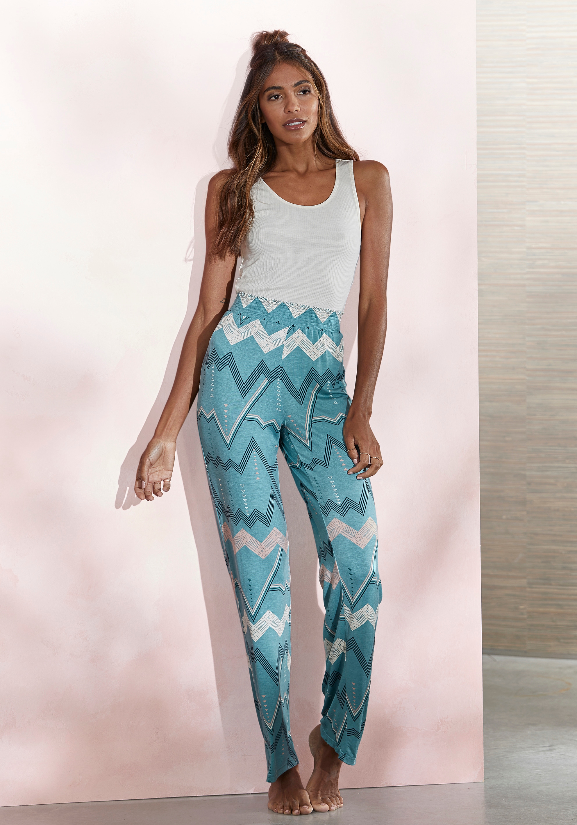 LASCANA Pyjamahose, mit Lingerie | kaufen Zick-Zack Unterwäsche grafischem Muster » Bademode, online LASCANA 