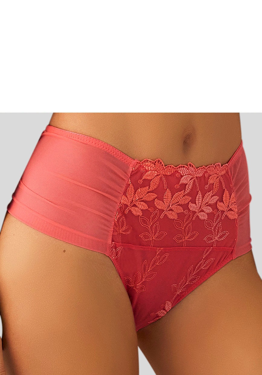 Image of Nuance High-Waist-Slip, vorne aus floraler, unterlegter Stickerei Spitze