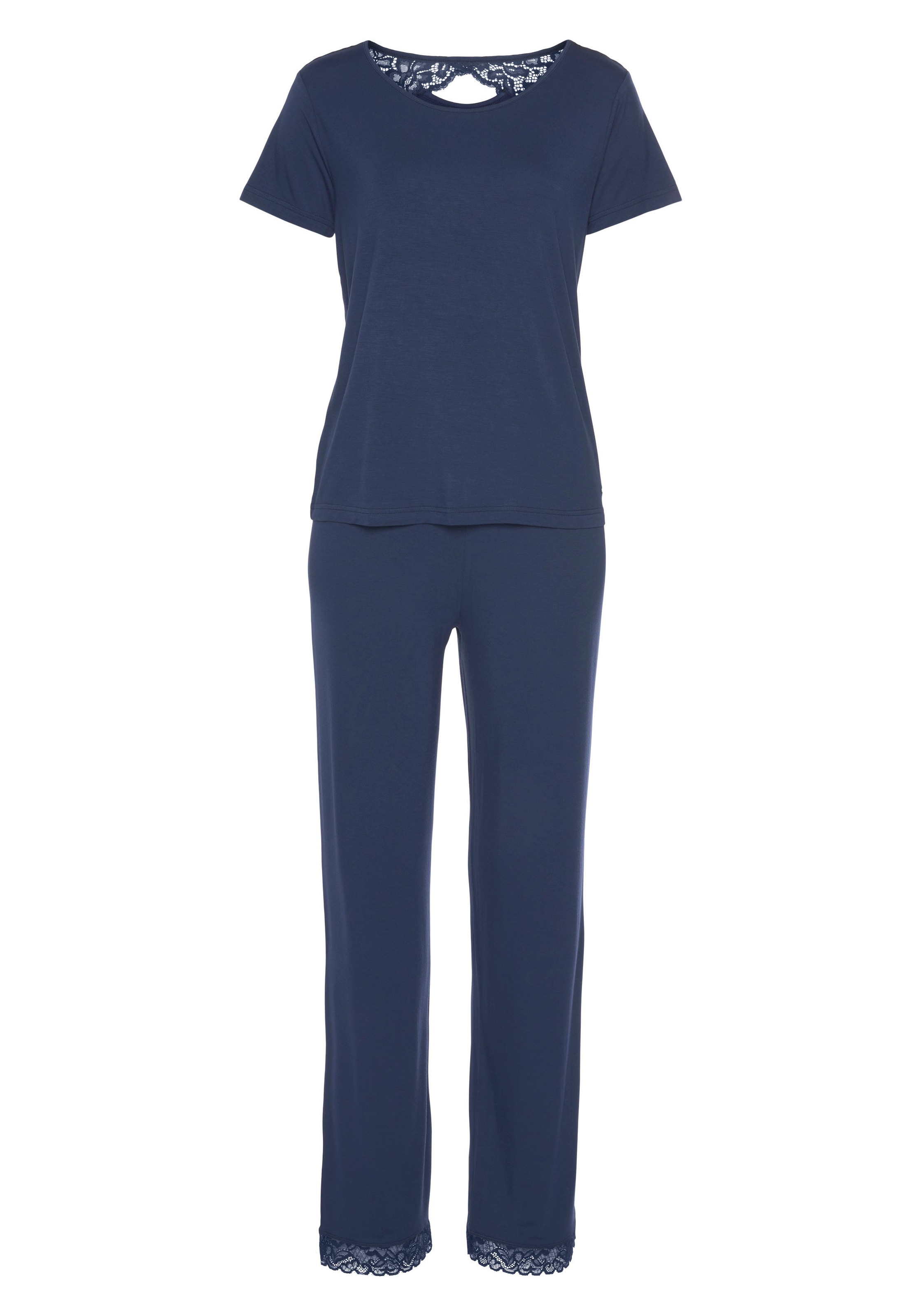 LASCANA Pyjama, (2 tlg.), mit online Unterwäsche » Lingerie LASCANA kaufen | Spitzeneinsätzen schönen Bademode, 