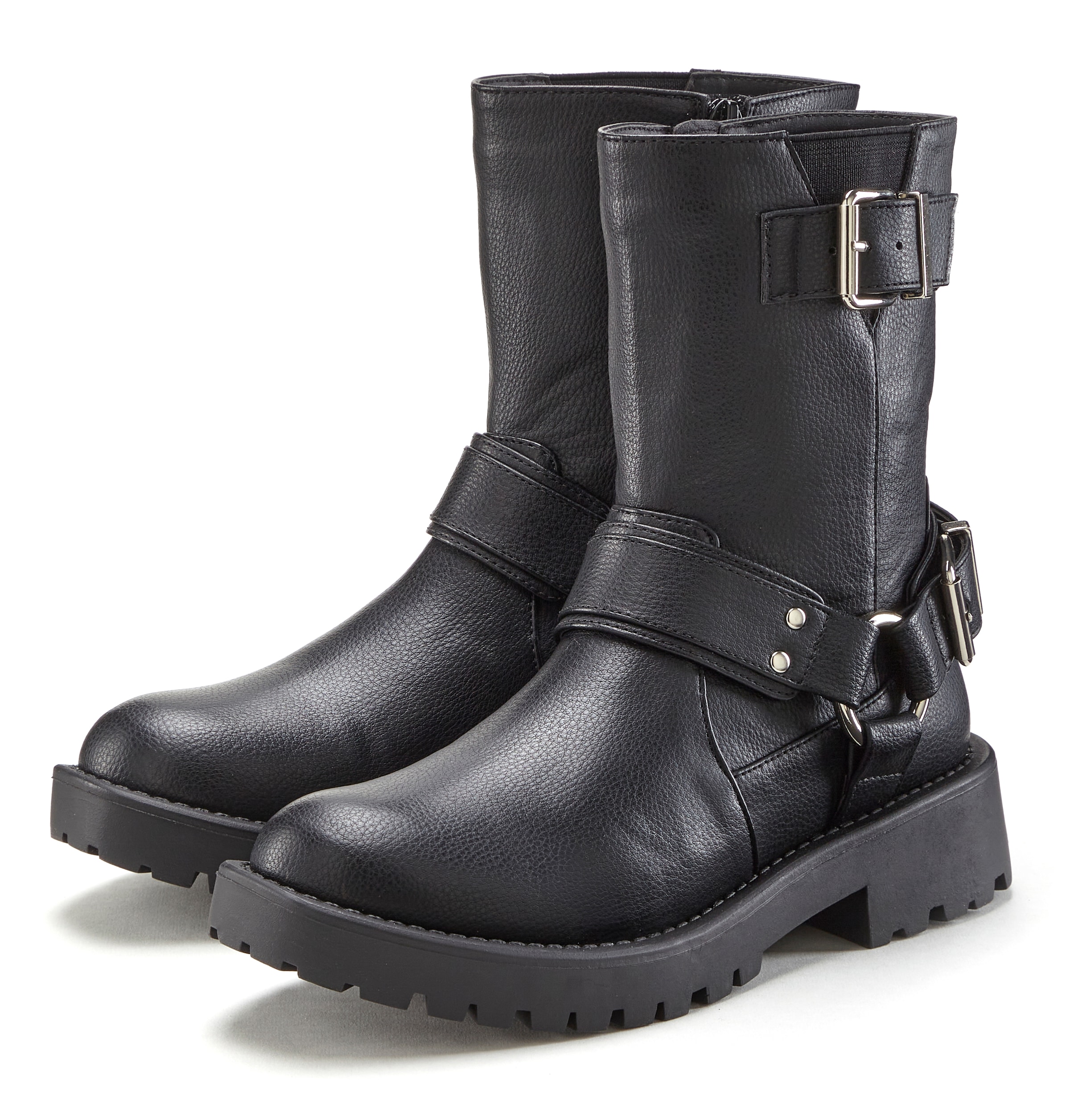 LASCANA Bikerboots, mit trendigen Zierschnallen, Stiefel, Stiefelette