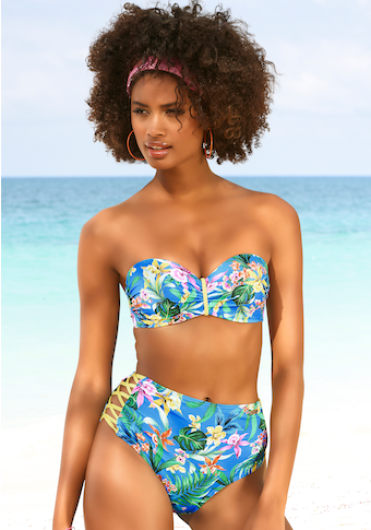 Venice Beach Bügel-Bandeau-Bikini-Top »Hanni«, mit tropischem Print und gelben Details