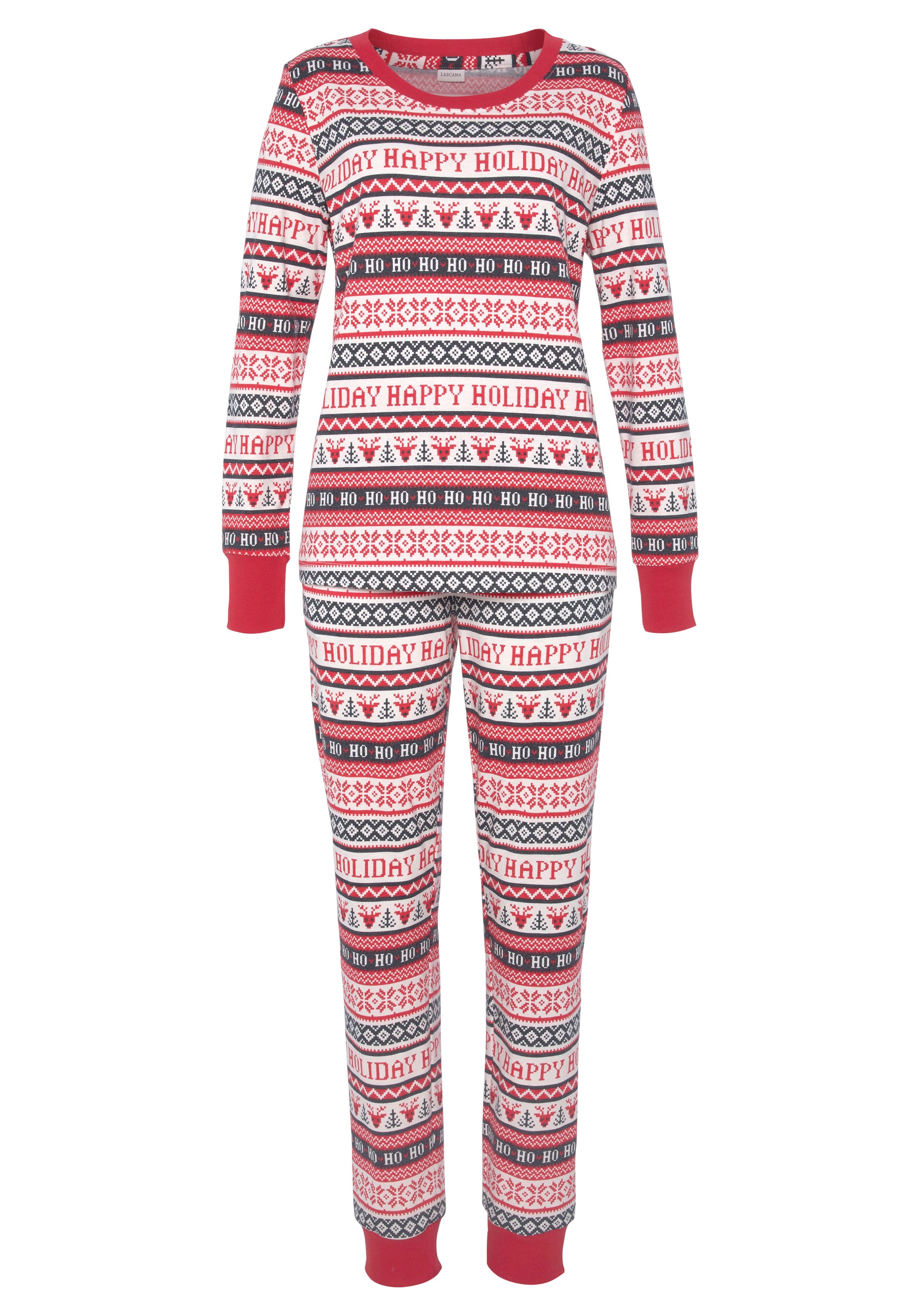 » online LASCANA Lingerie Bademode, tlg.), | LASCANA winterlichem Unterwäsche Druck & Pyjama, mit kaufen (2