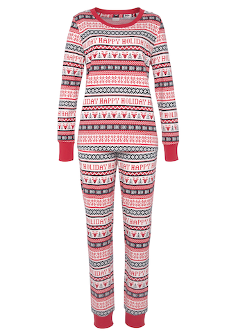 LASCANA Pyjama, (2 tlg.), mit winterlichem Druck