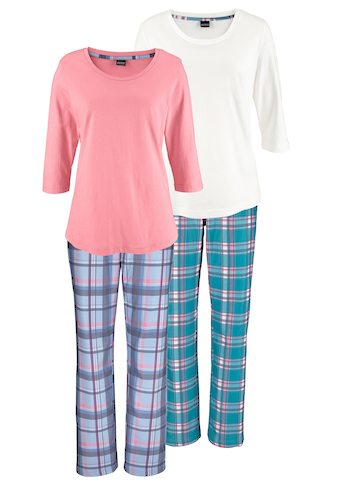 Arizona Pyjama, (4 tlg., 2 Stück), mit passenden Basicshirts