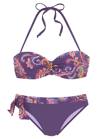 Vivance Bügel-Bandeau-Bikini, mit lilafarbenem Paisleyprint